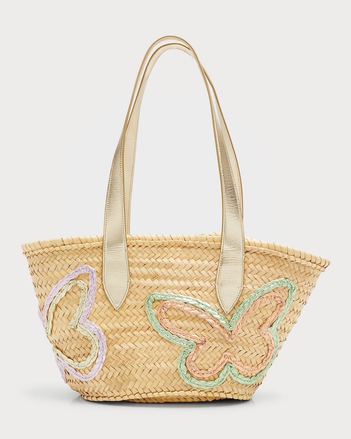 Sophia Webster Taya Butterfly Raffia Tote Bag In Pastel Mix