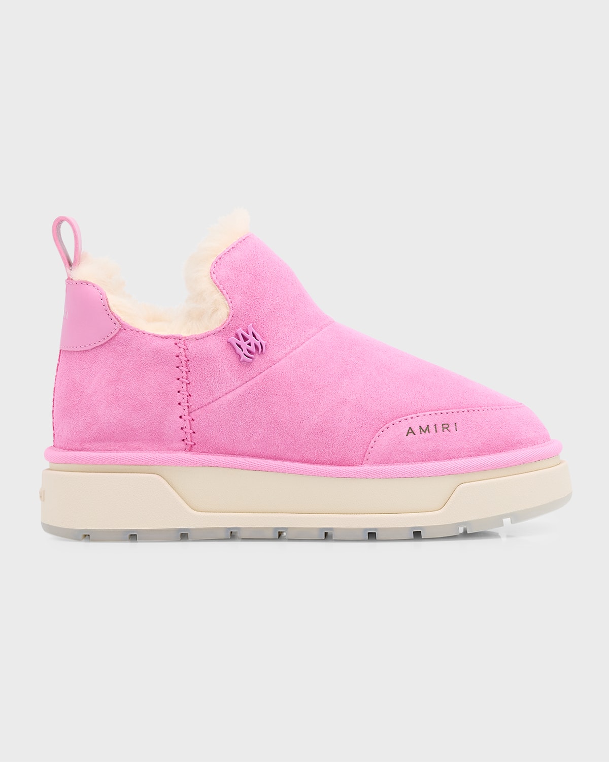 Amiri Suede Shearling Ankle Boots In 651 Pink