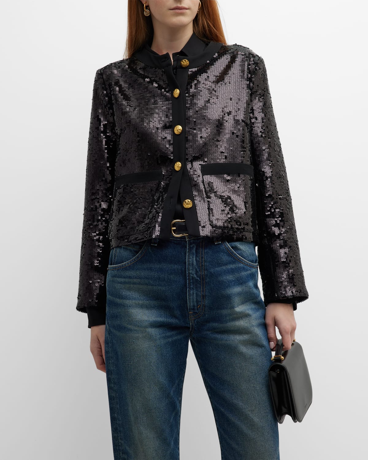 Nili Lotan Katherine Sequin Jacket In Black