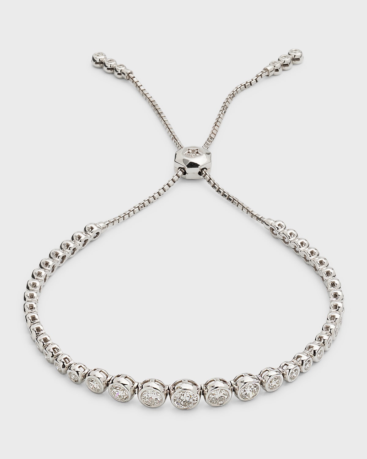 18K Adjustable Diamond Bezel Bracelet