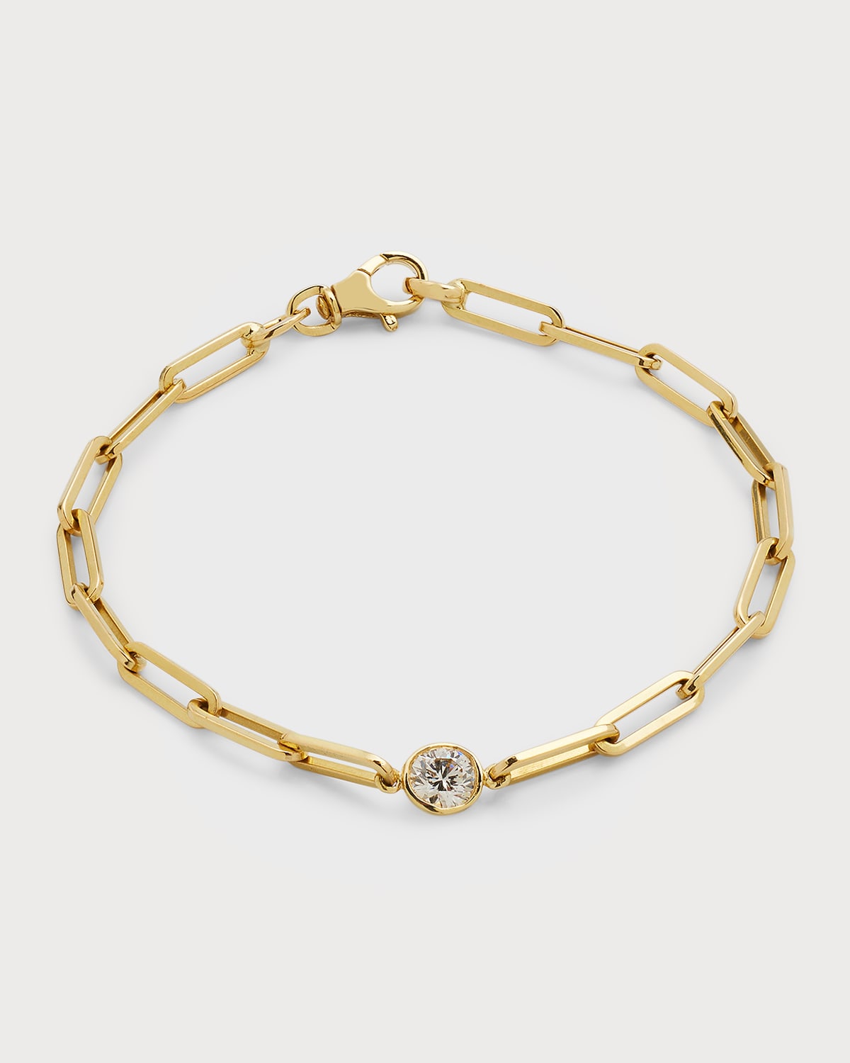 18K Paper Clip Bezel Bracelet w/ Center Diamond