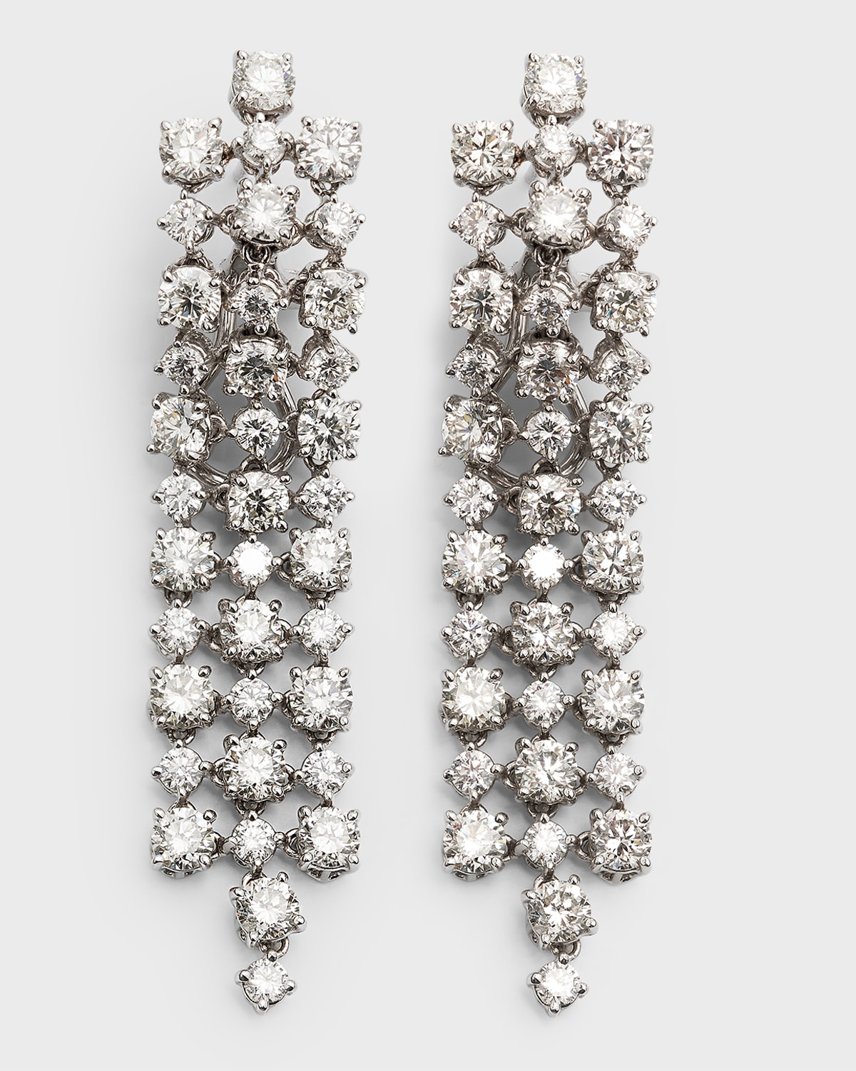 Cassidy Diamonds 18k White Gold 3-row Diamond Chandelier Earrings