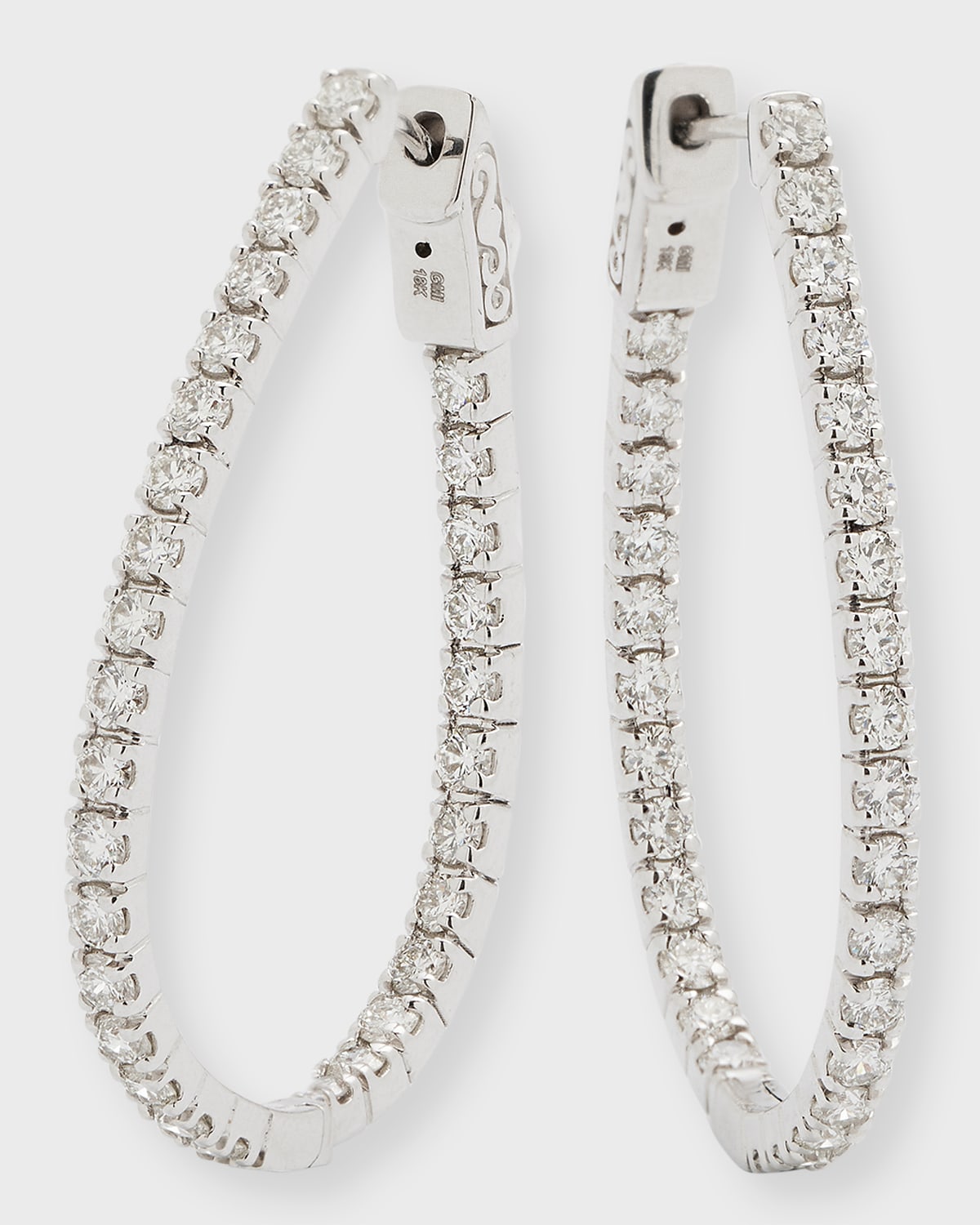 Cassidy Diamonds 18k White Diamond Inside-out Oval Hoop Earrings