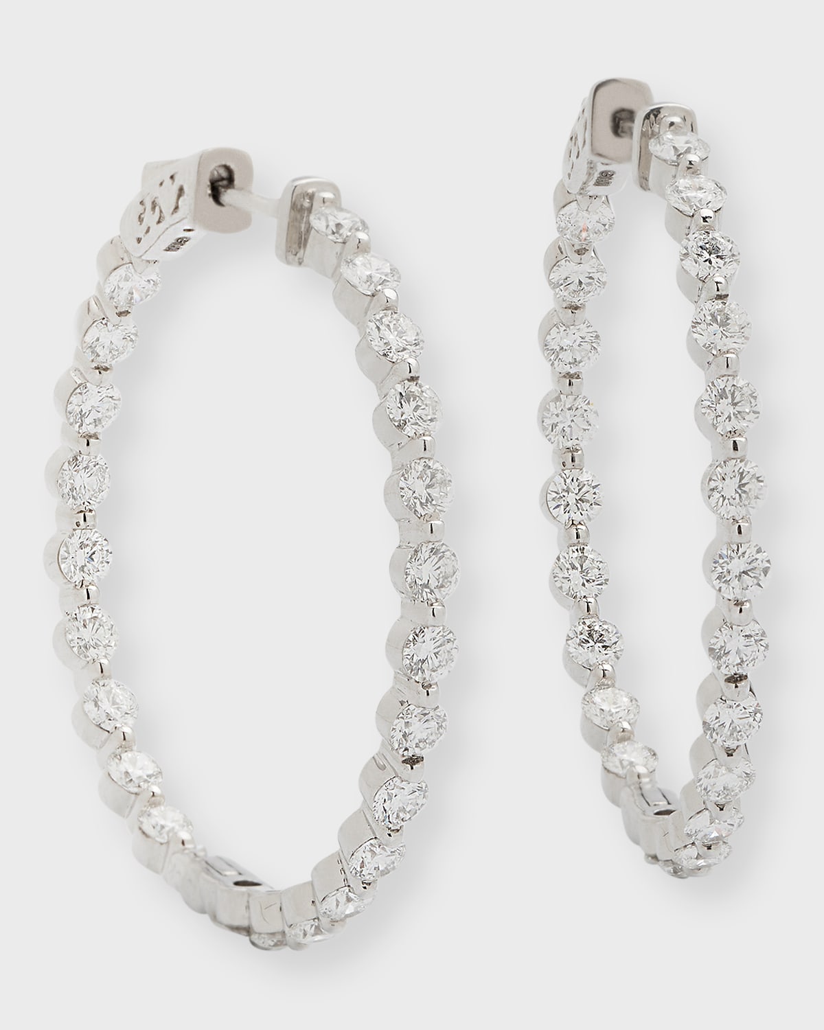 18K White Diamond Inside-Out Hoop Earrings
