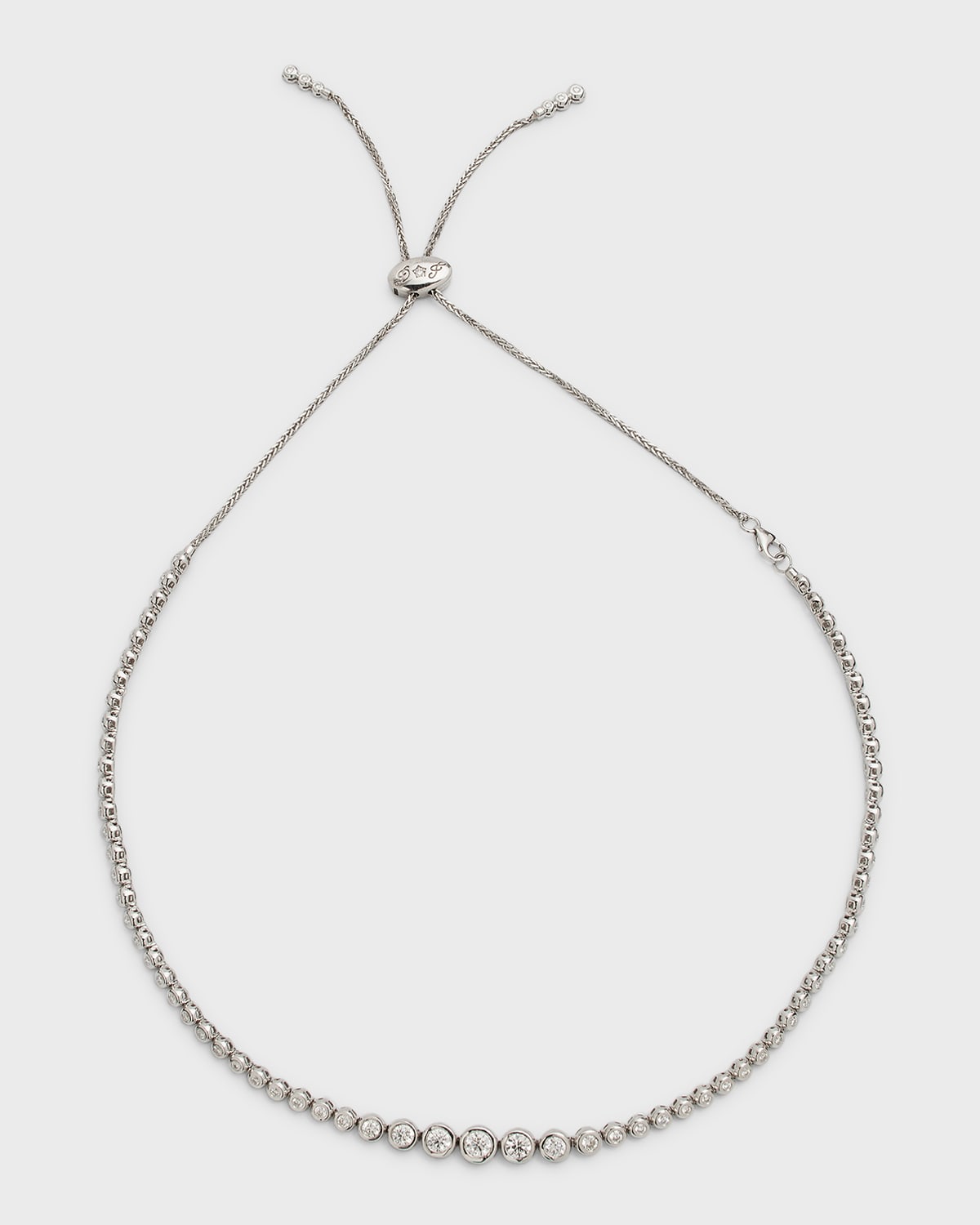 18K White Gold Diamond Bezel Necklace