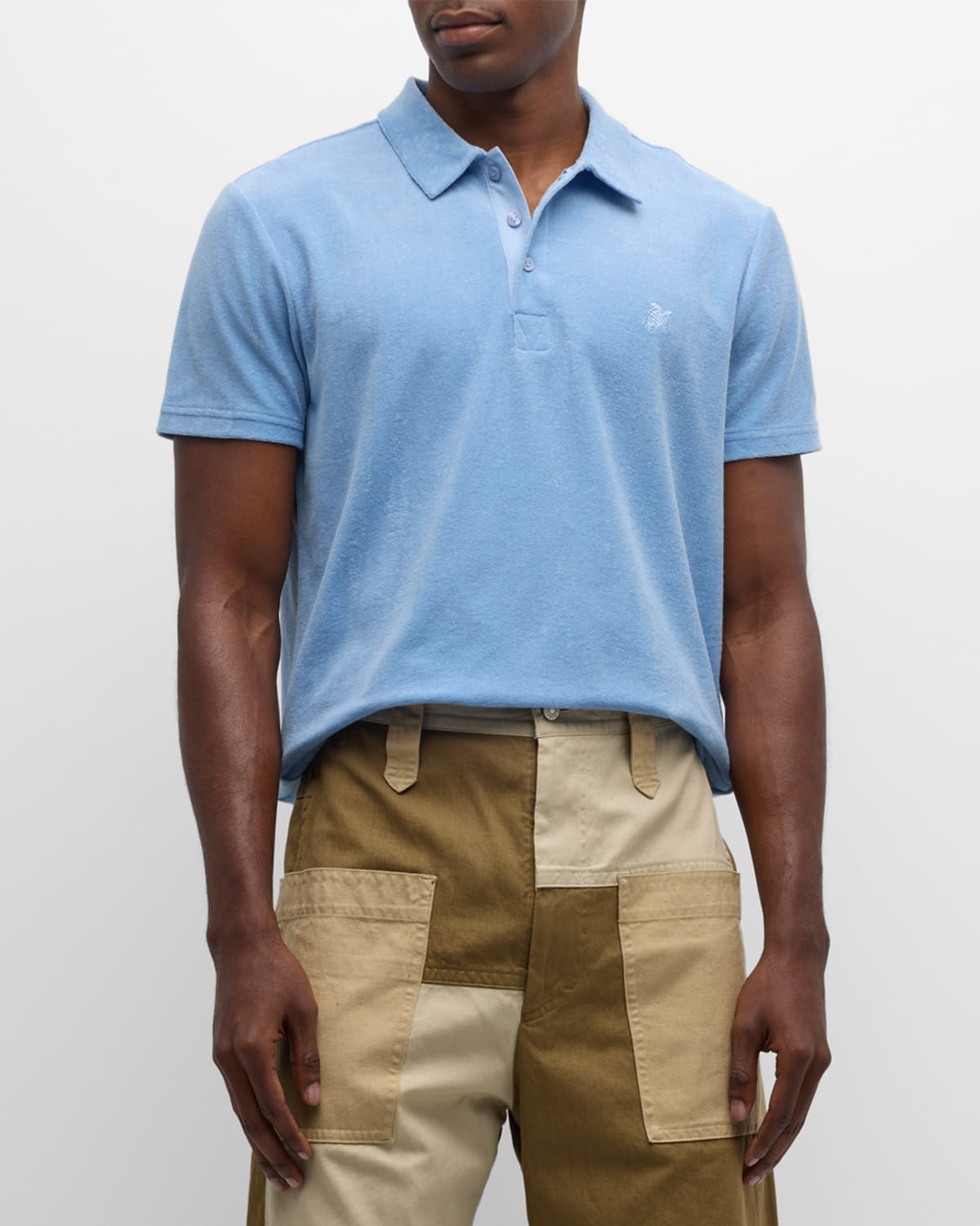 Vilebrequin Men's Organic Terry Polo Shirt In Pastel Blu