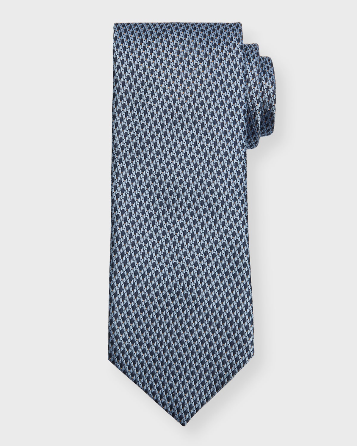 Brioni Men's Micro-diamond Silk Tie In Indigowhi