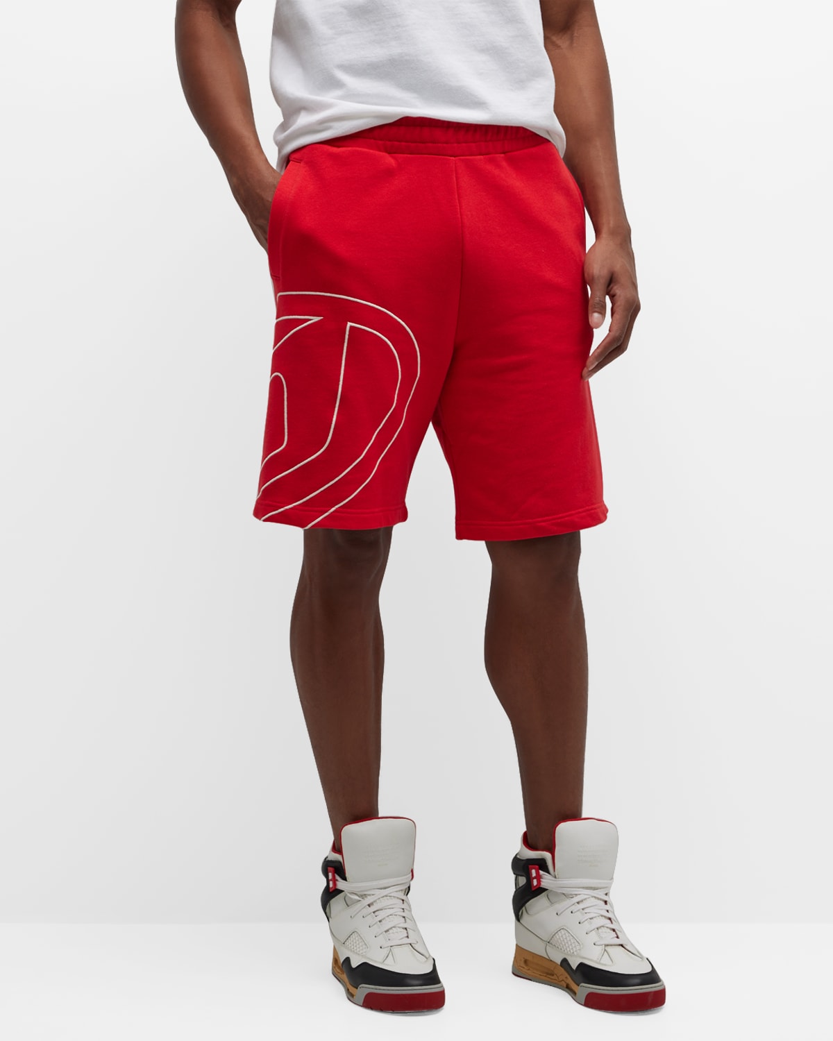 Diesel Men's P-crow-megoval Sweat Shorts In Vibrant/re