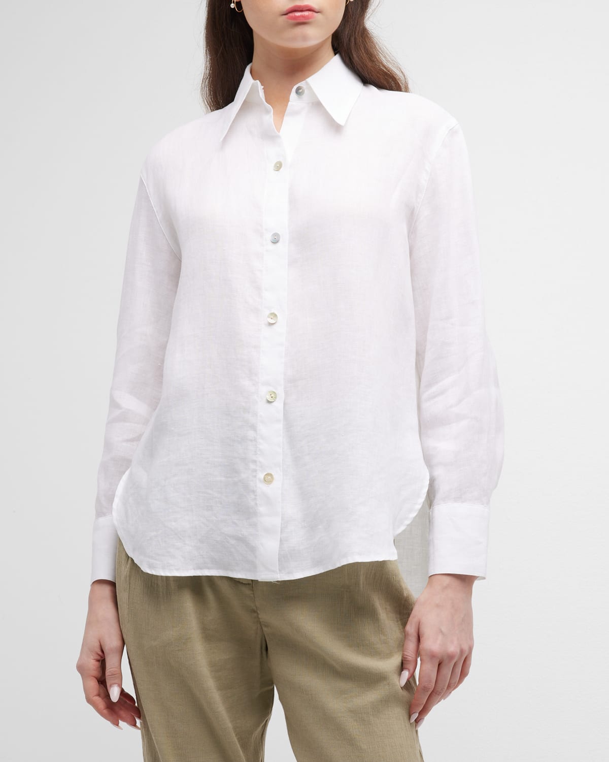 Vince Relaxed Linen Button-front Shirt In Optic White