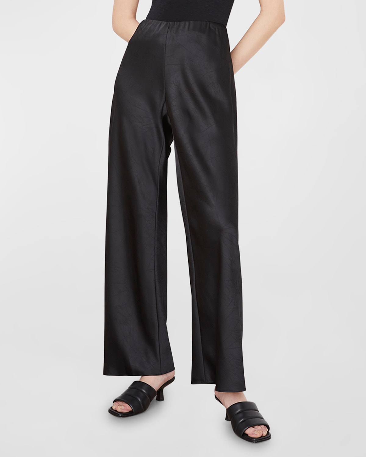 Vince High-waist Satin Bias Pants In Black