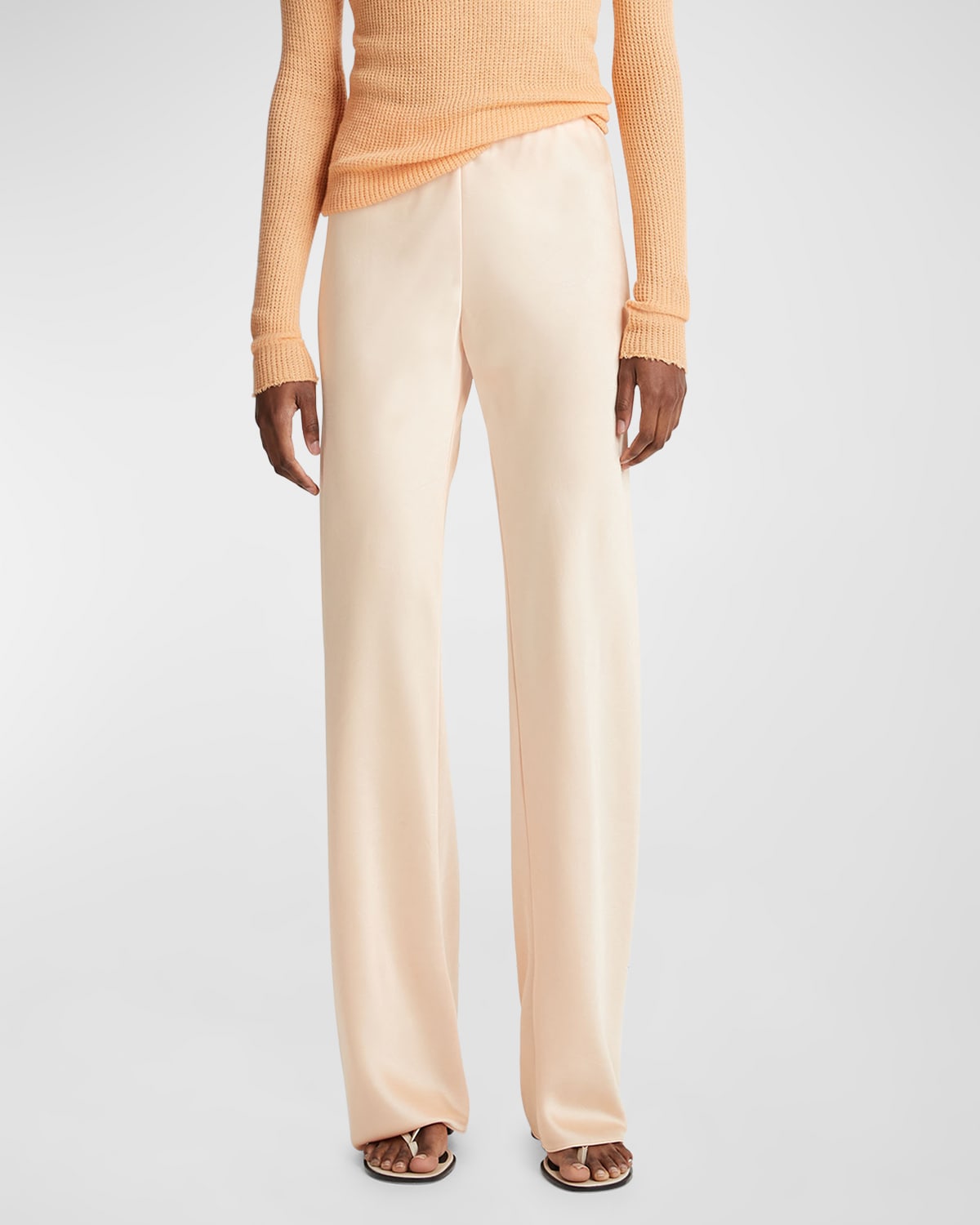 Vince High-waist Satin Bias Pants In Cantaloupe