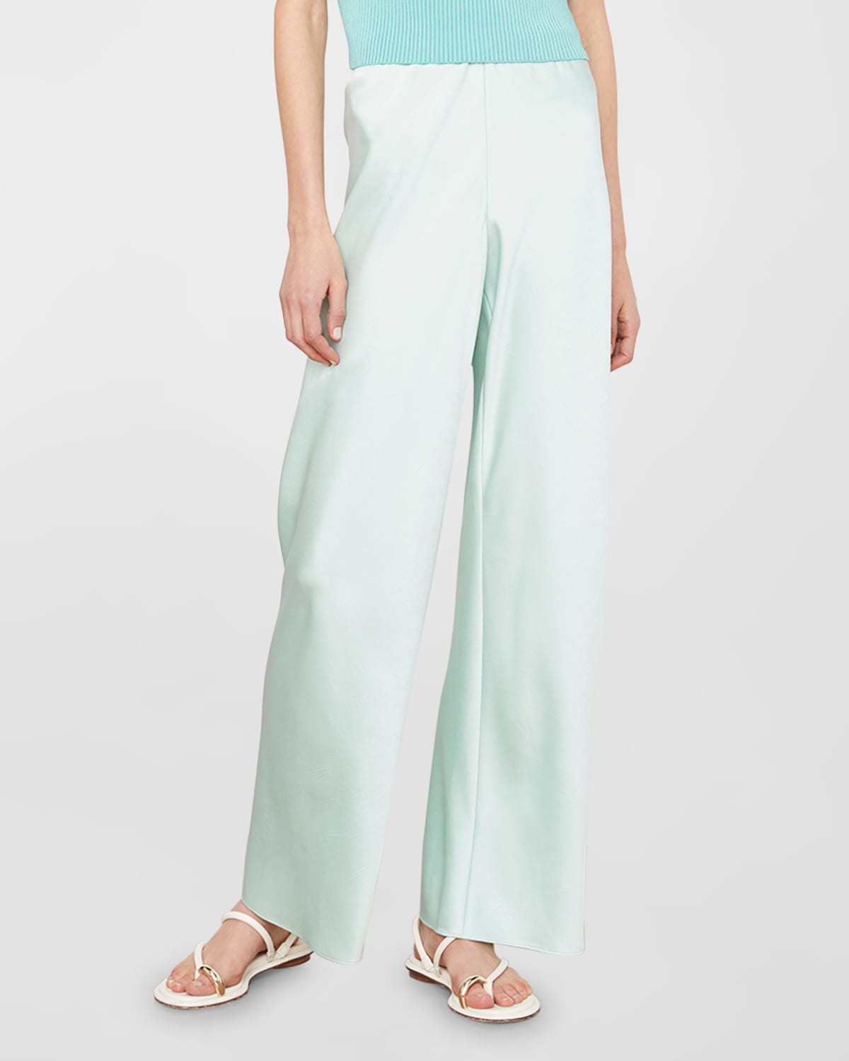 Vince High-waist Satin Bias Pants In Melon Dew