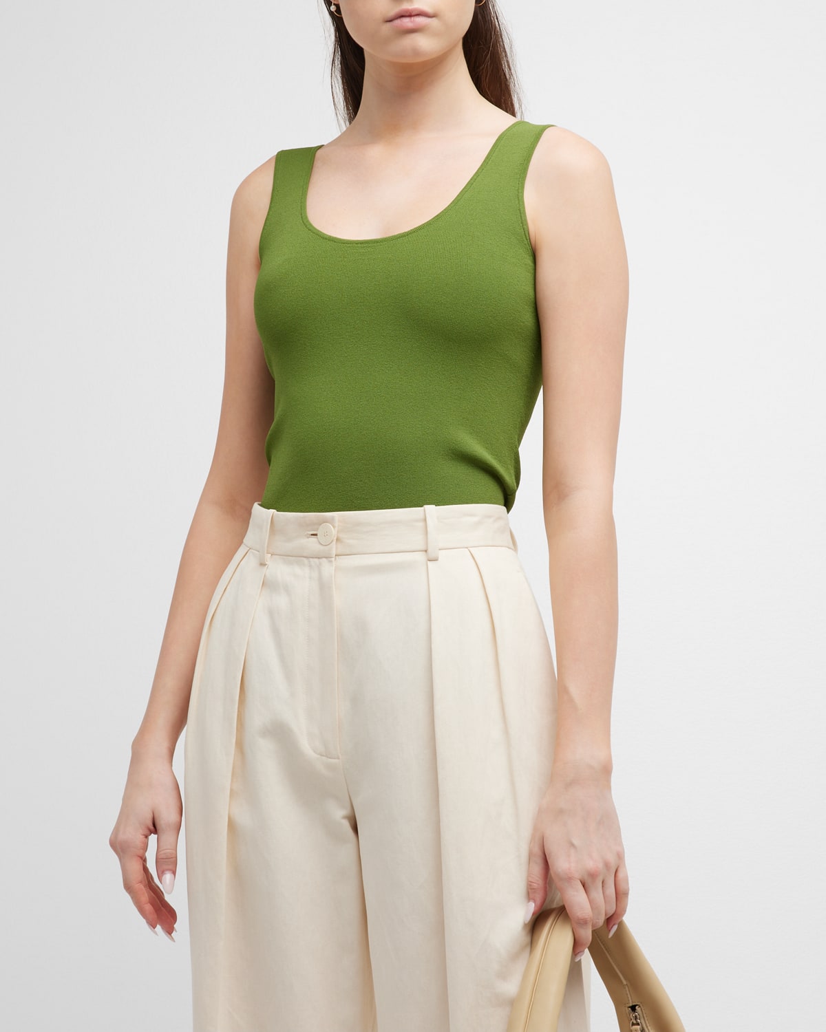 Vince Scoop-neck Tank Top In Dill - 342dil