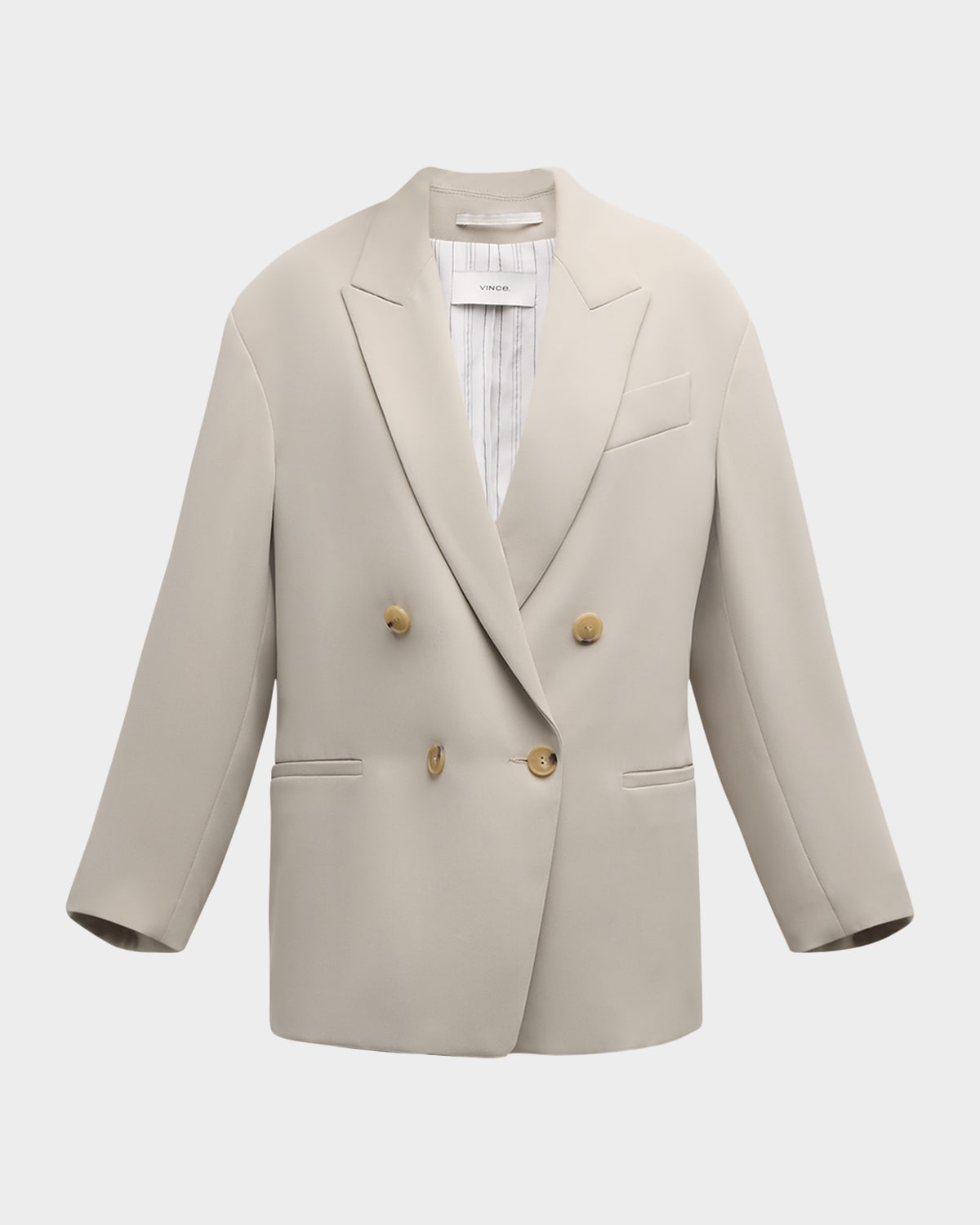 Vince Double-breasted Crepe Boyfriend Blazer In Sepia