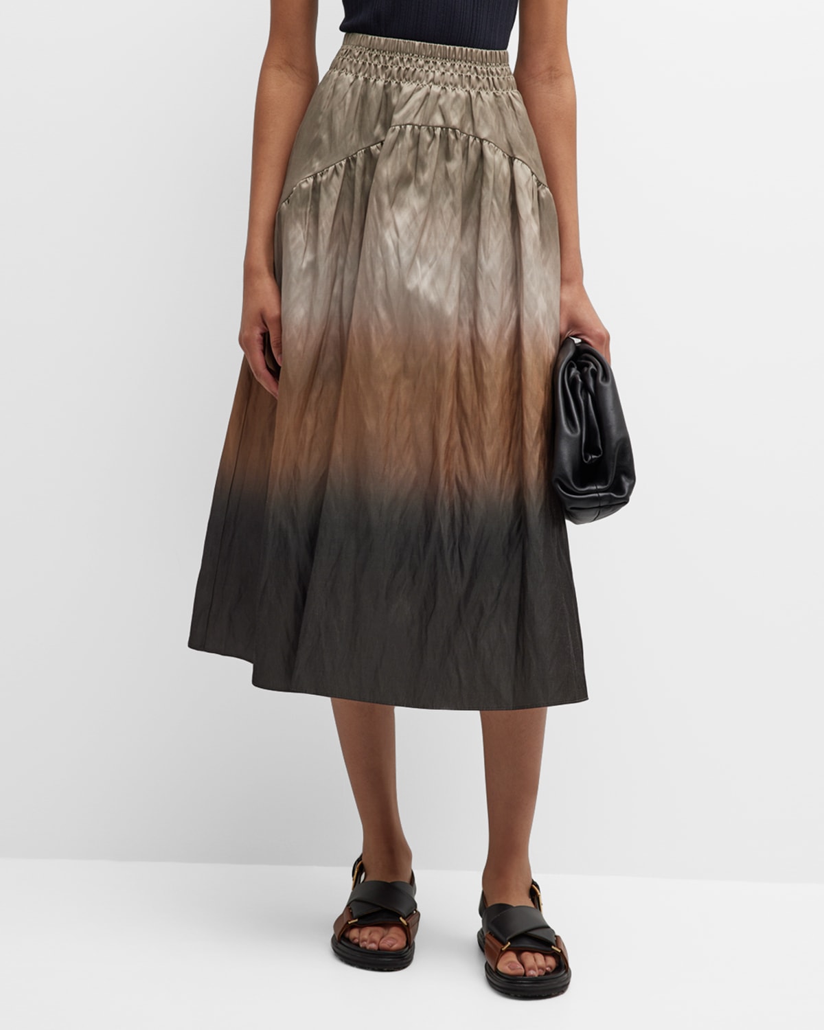Vince Metallic Dip Dye Cotton Blend Skirt In Vine