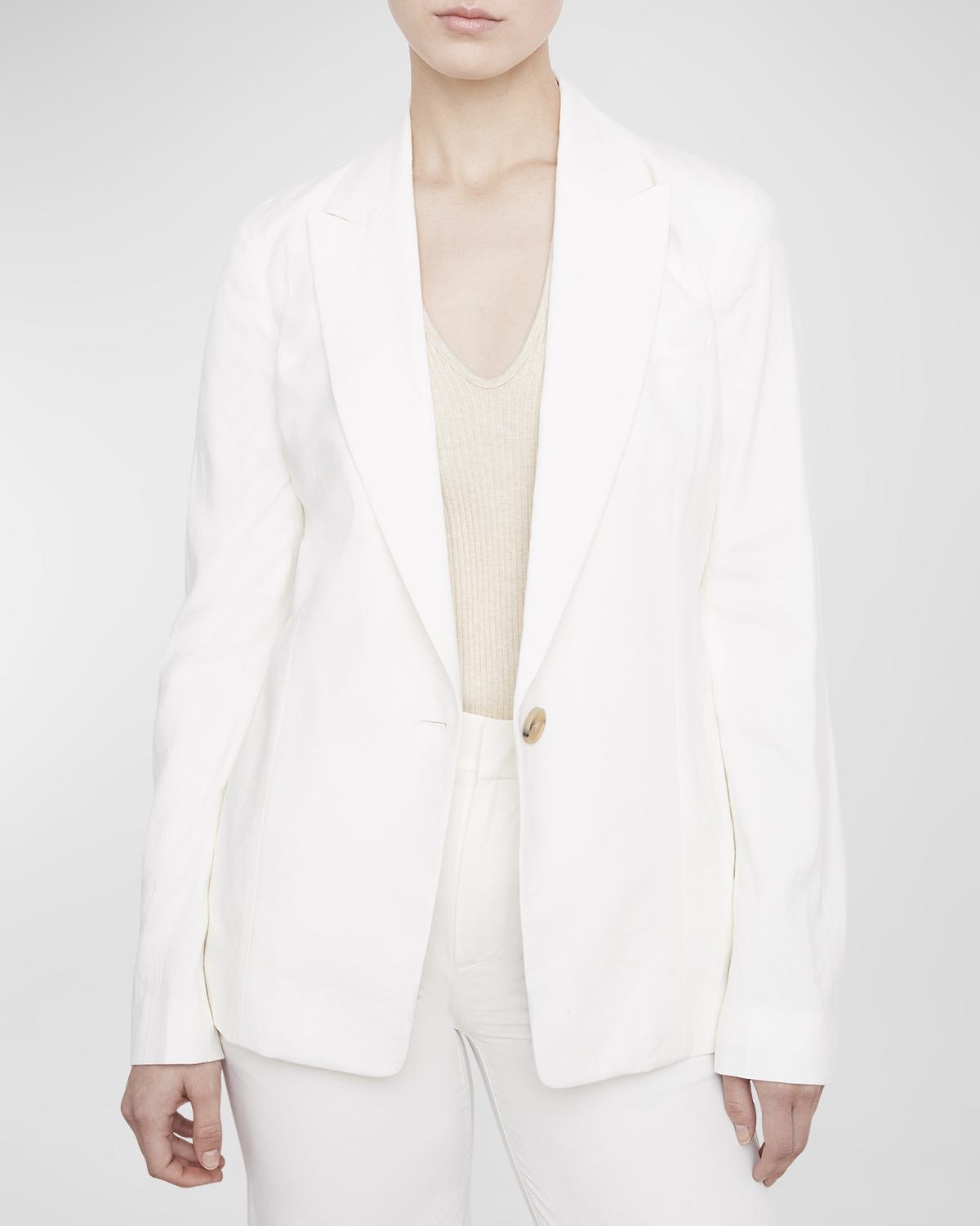 Vince Single-breasted Blazer Jacket In Off White - 101ow