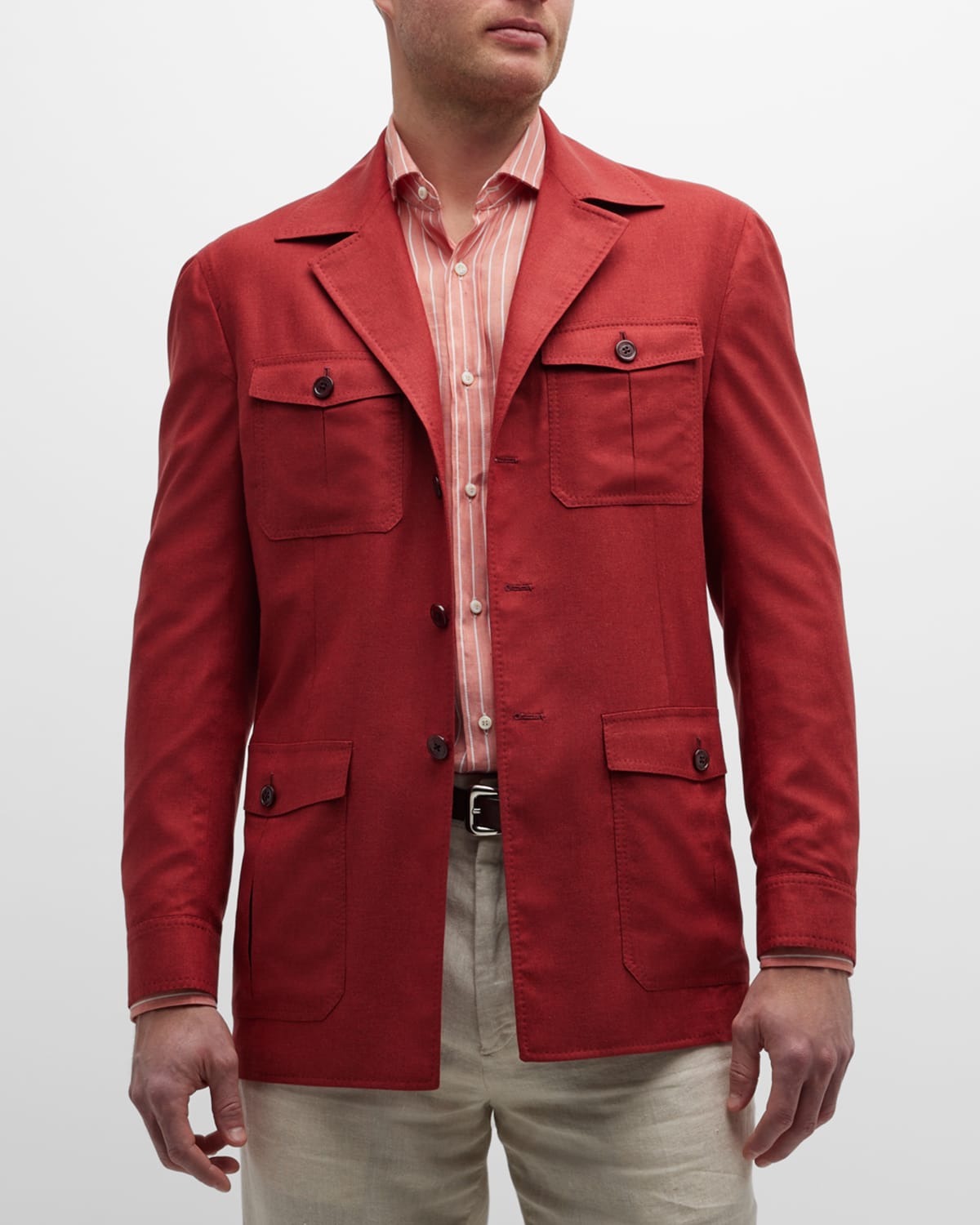 Stefano Ricci Men's Silk-cashmere Field Jacket In Red
