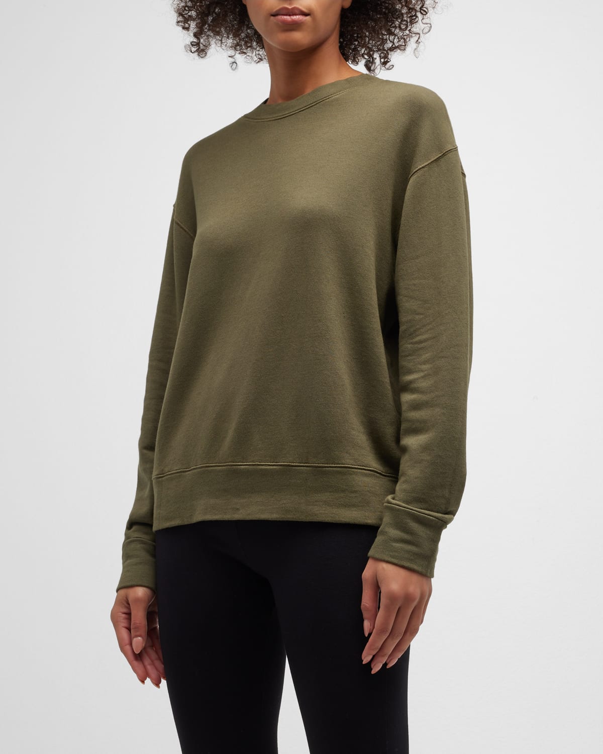 Monrow Supersoft Fleece Boyfriend Sweatshirt In Green