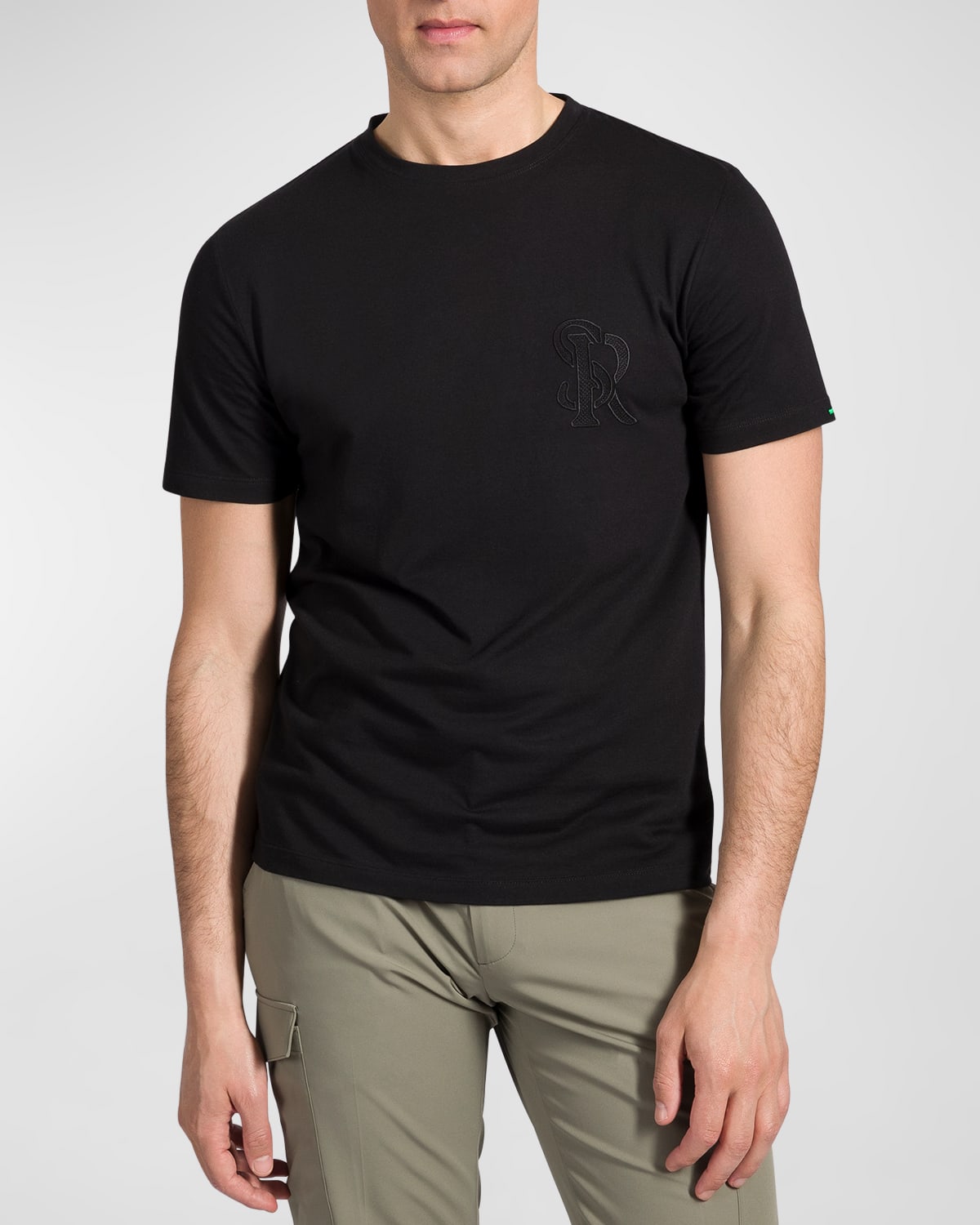 Stefano Ricci Men's Embroidered Sr-logo T-shirt In Black