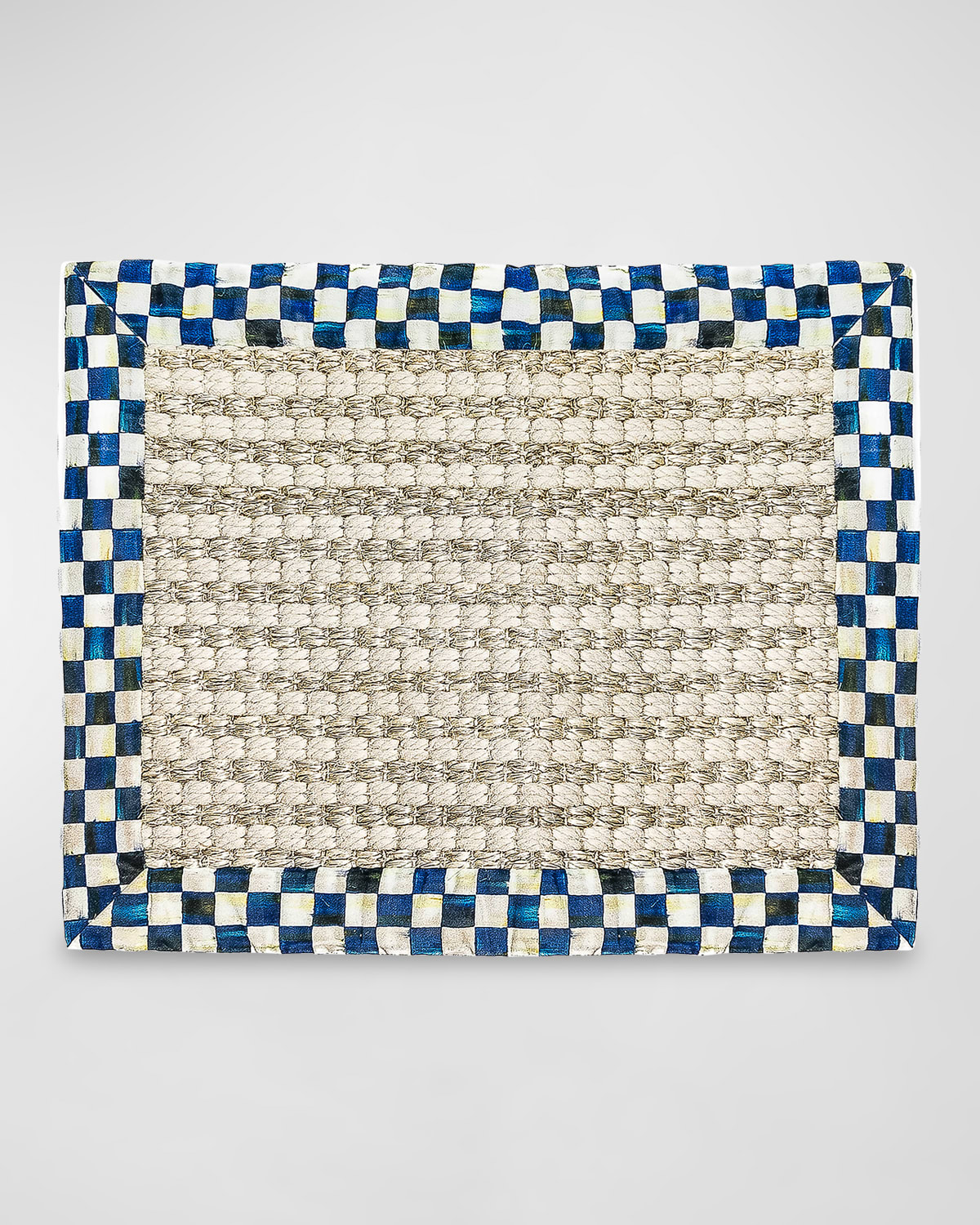 Mackenzie-childs Cable Wool & Sisal Royal Check Rug