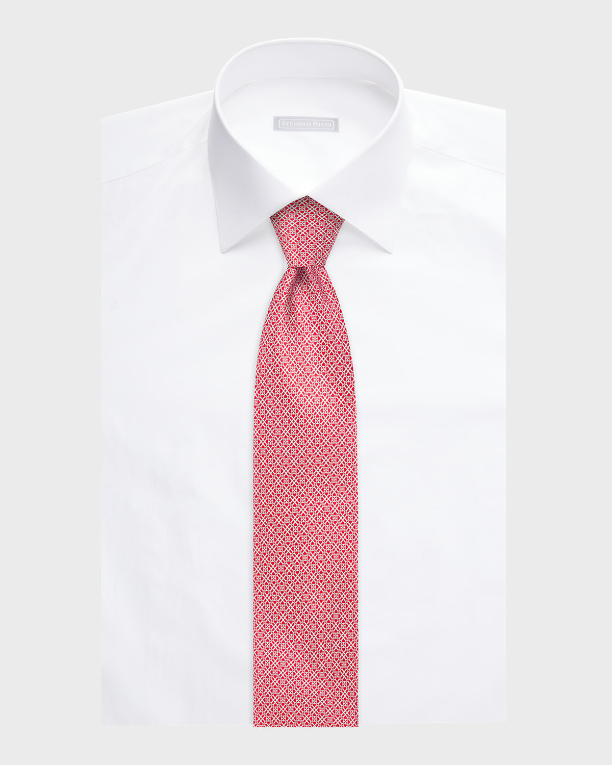 Stefano Ricci Men's Lattice-print Silk Tie In Red White