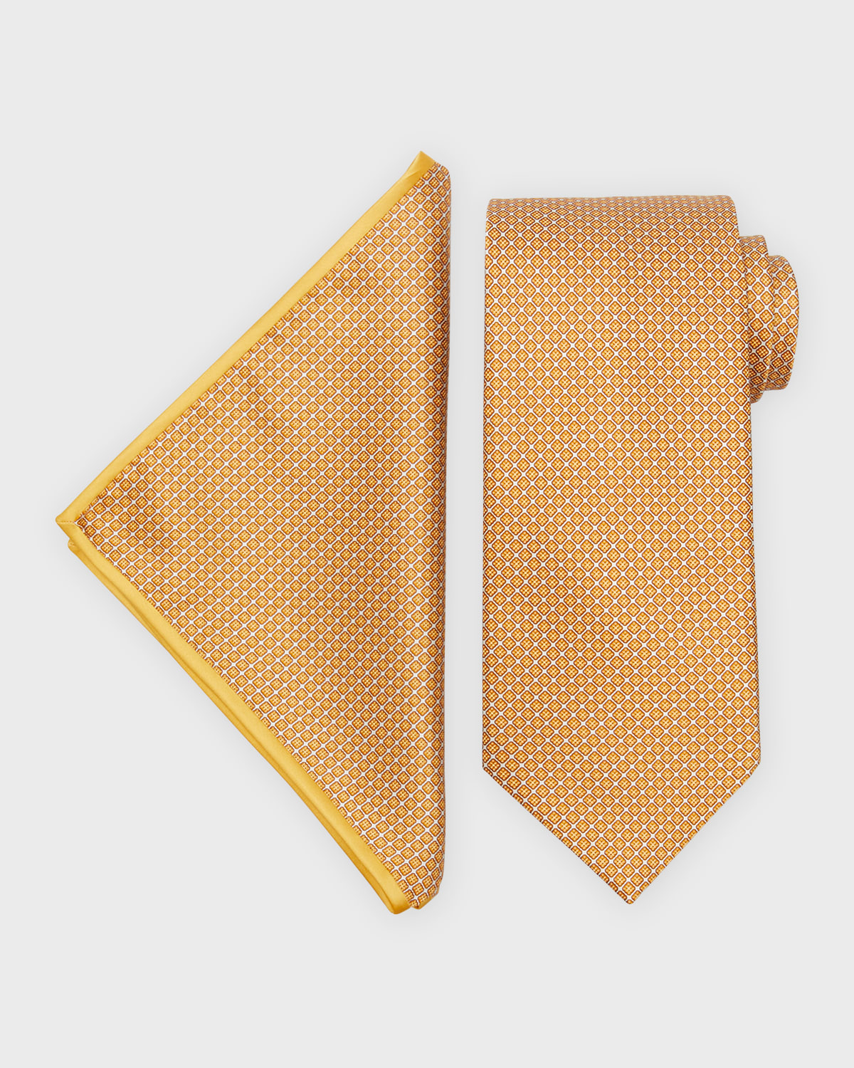 Stefano Ricci Men's Silk Tie And Pocket Square Set In Multicolor Yellow