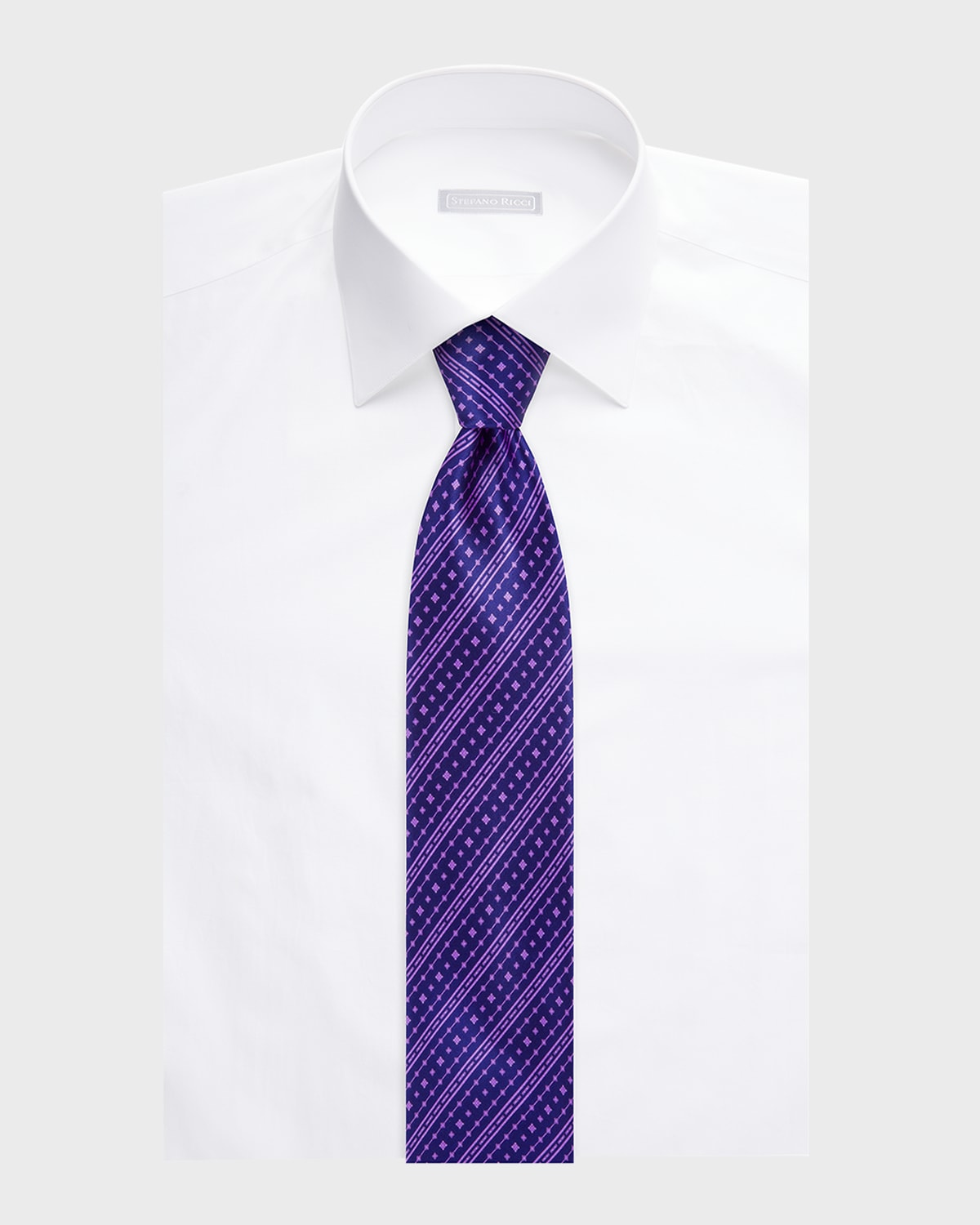 Stefano Ricci Men's Geometric Stripe-print Silk Tie In Blue Purple