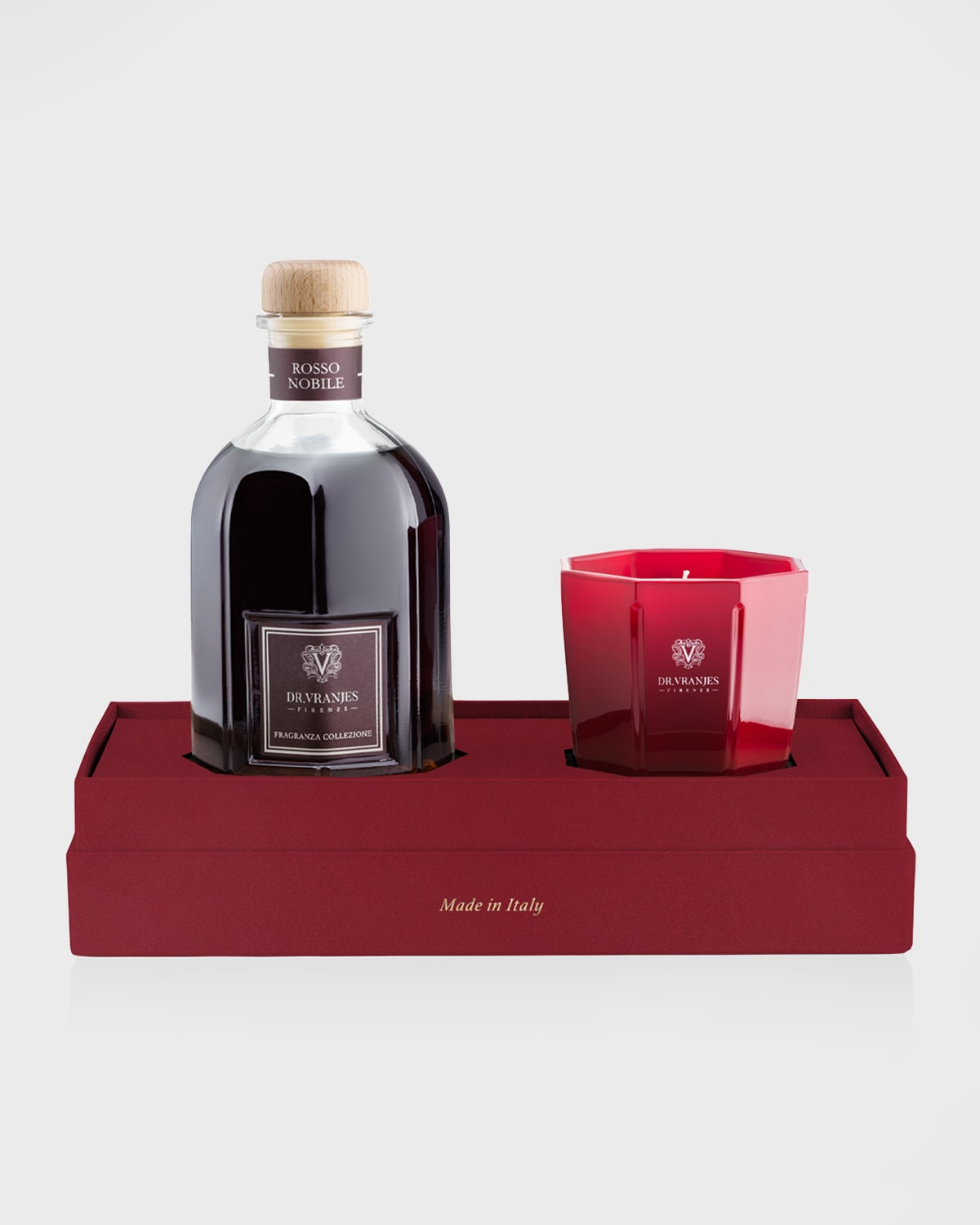 Dr Vranjes Firenze Rosso Nobile Diffuser And Tourmaline Candle Gift Box