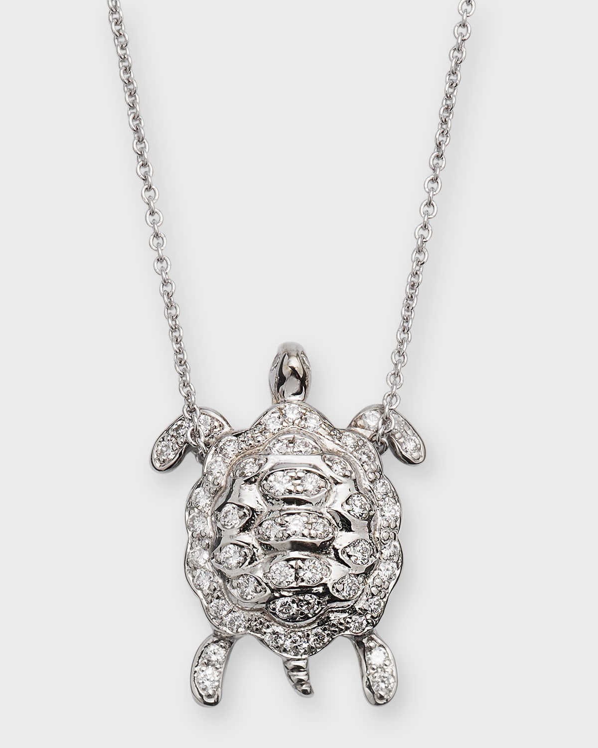 Roberto Coin 18k White Gold Diamond Turtle Pendant Necklace