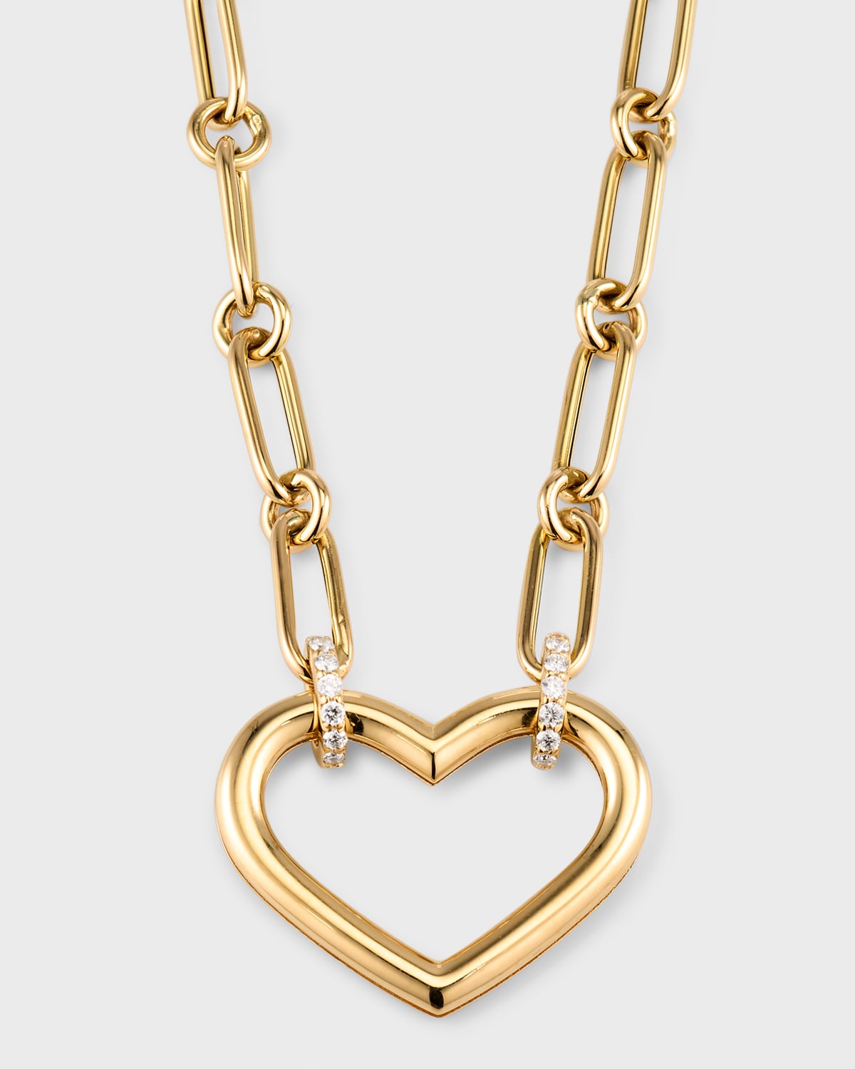ROBERTO COIN 18K GOLD OPEN HEART ON PAPERCLIP NECKLACE