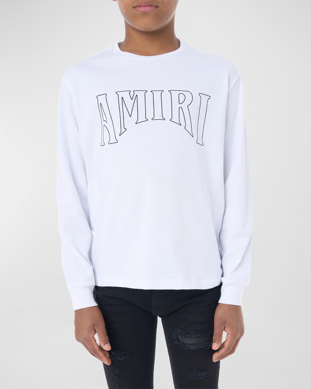 Amiri Kid's Outlined Logo-print Graphic T-shirt In White
