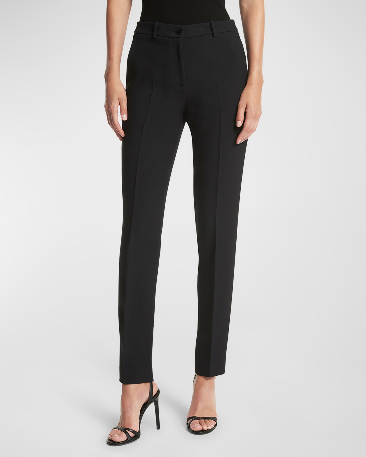 Michael Kors Samantha Double Crepe Sablé Slim-leg Pants In Optic Whit