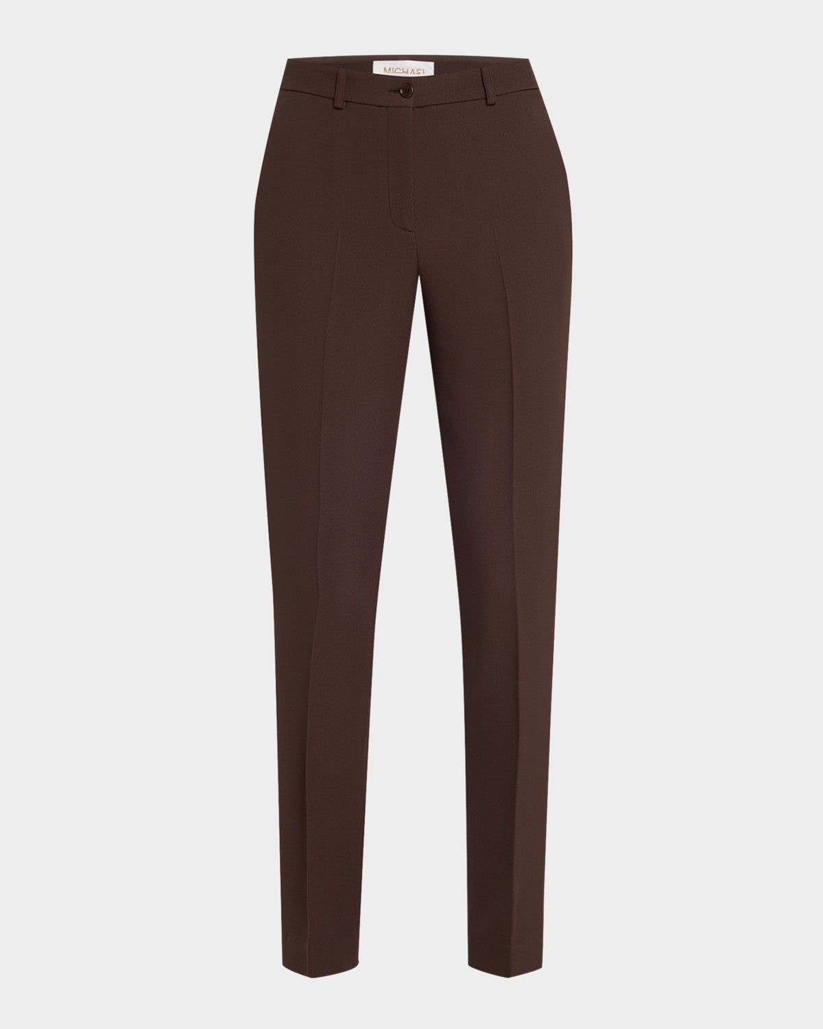 Michael Kors Samantha Double Crepe Sablé Slim-leg Pants In Brown