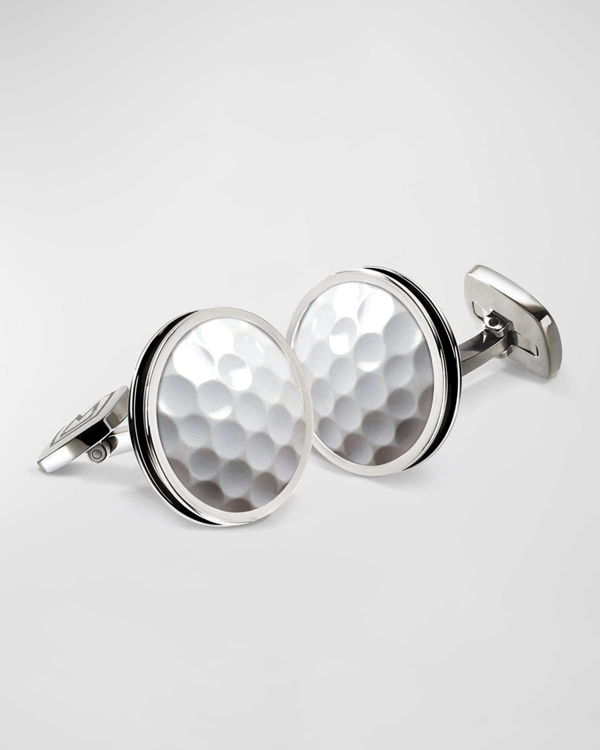 M Clip Men's Stainless Steel Golf Ball Round Cufflinks