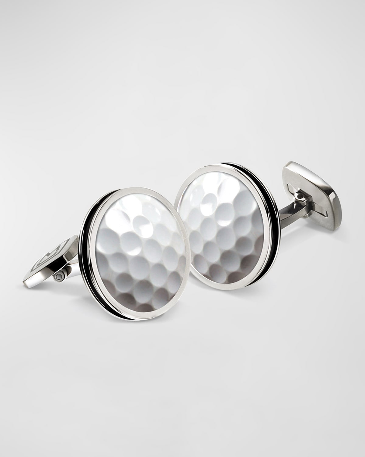 M CLIP MEN'S STAINLESS STEEL GOLF BALL ROUND CUFFLINKS