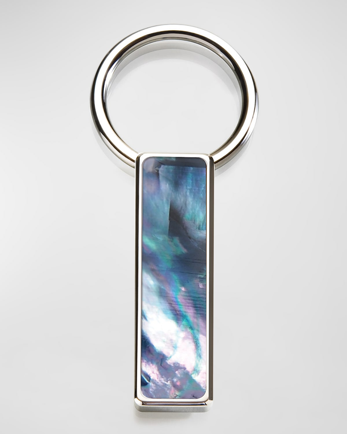 M Clip Men's Gray Mother-of-pearl Easy-open Key Ring In Silver