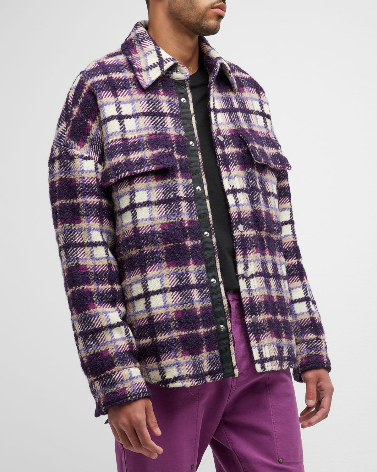 Amiri Plaid Print Bouclé Overshirt - Men's - Acrylic/wool/nylon