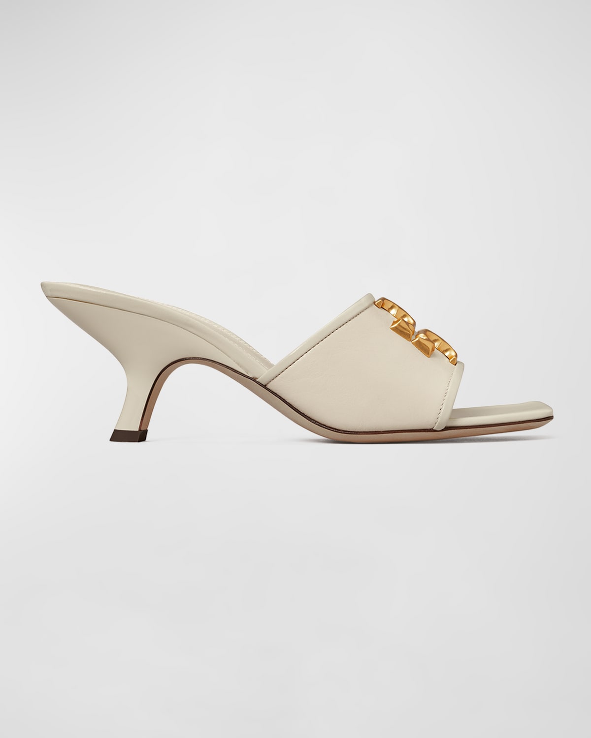 Tory Burch Eleanor Leather Medallion Mule Sandals In New Ivory | ModeSens