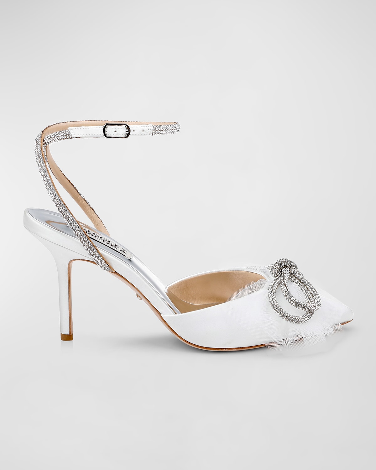 Badgley Mischka Collection Jasmine Pointed Toe Pump In Whitesatin
