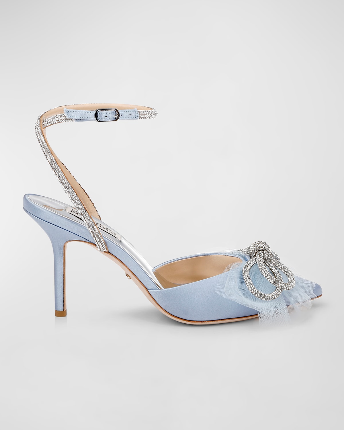 BADGLEY MISCHKA SACRED SATIN CRYSTAL-KNOT PUMPS