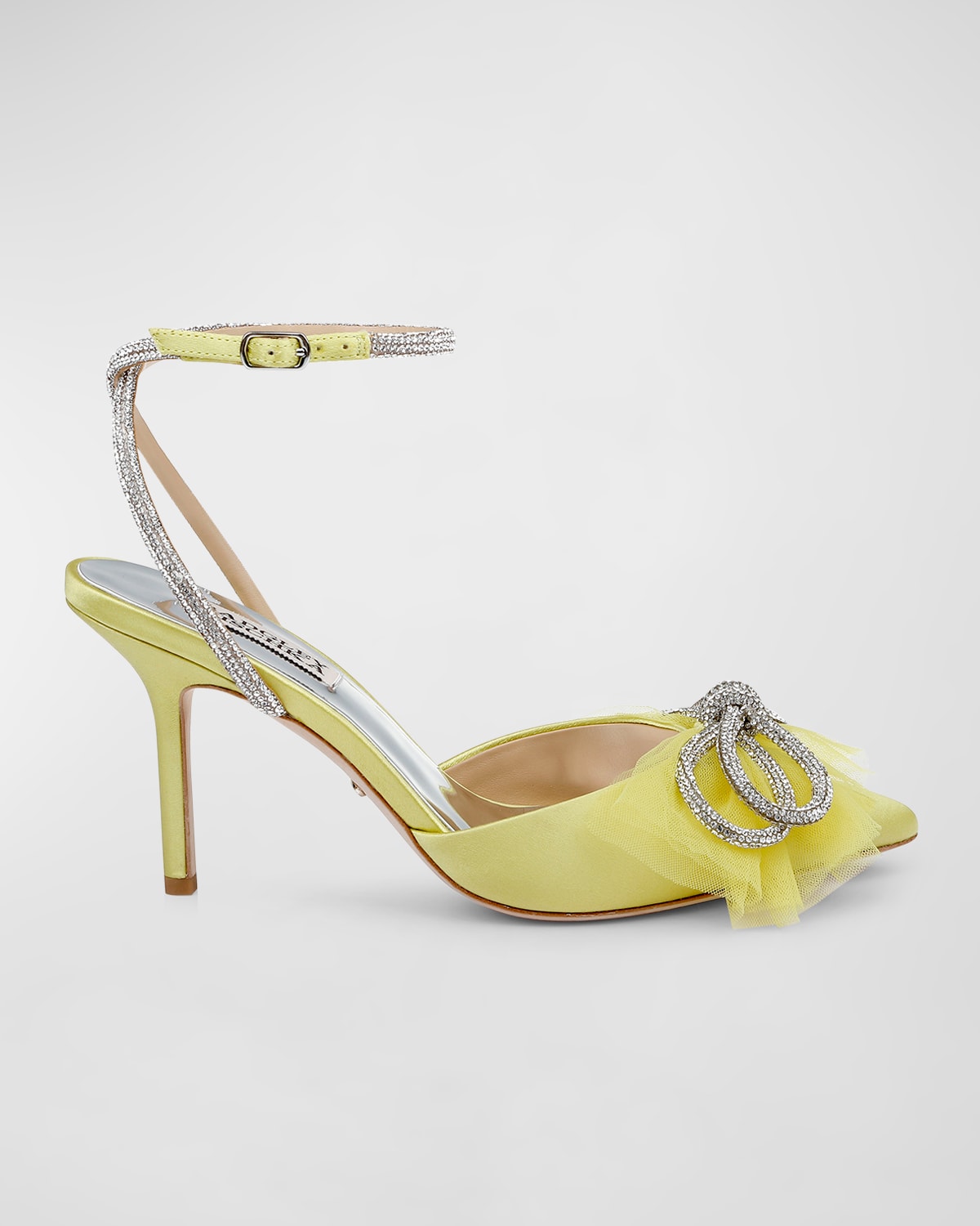 BADGLEY MISCHKA SACRED SATIN CRYSTAL-KNOT PUMPS