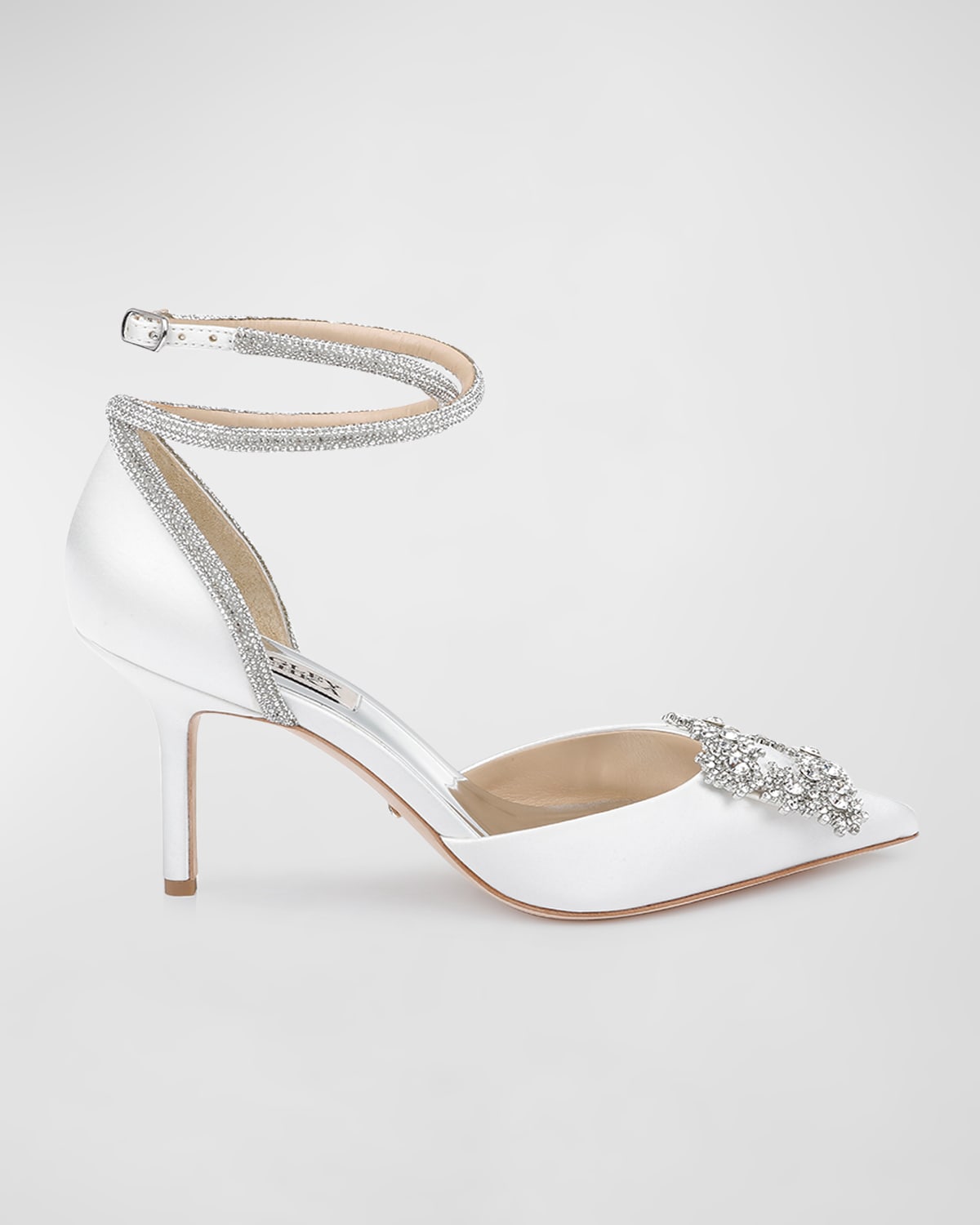 Badgley Mischka Saint Crystal Satin Ankle Strap Pumps Smart Closet