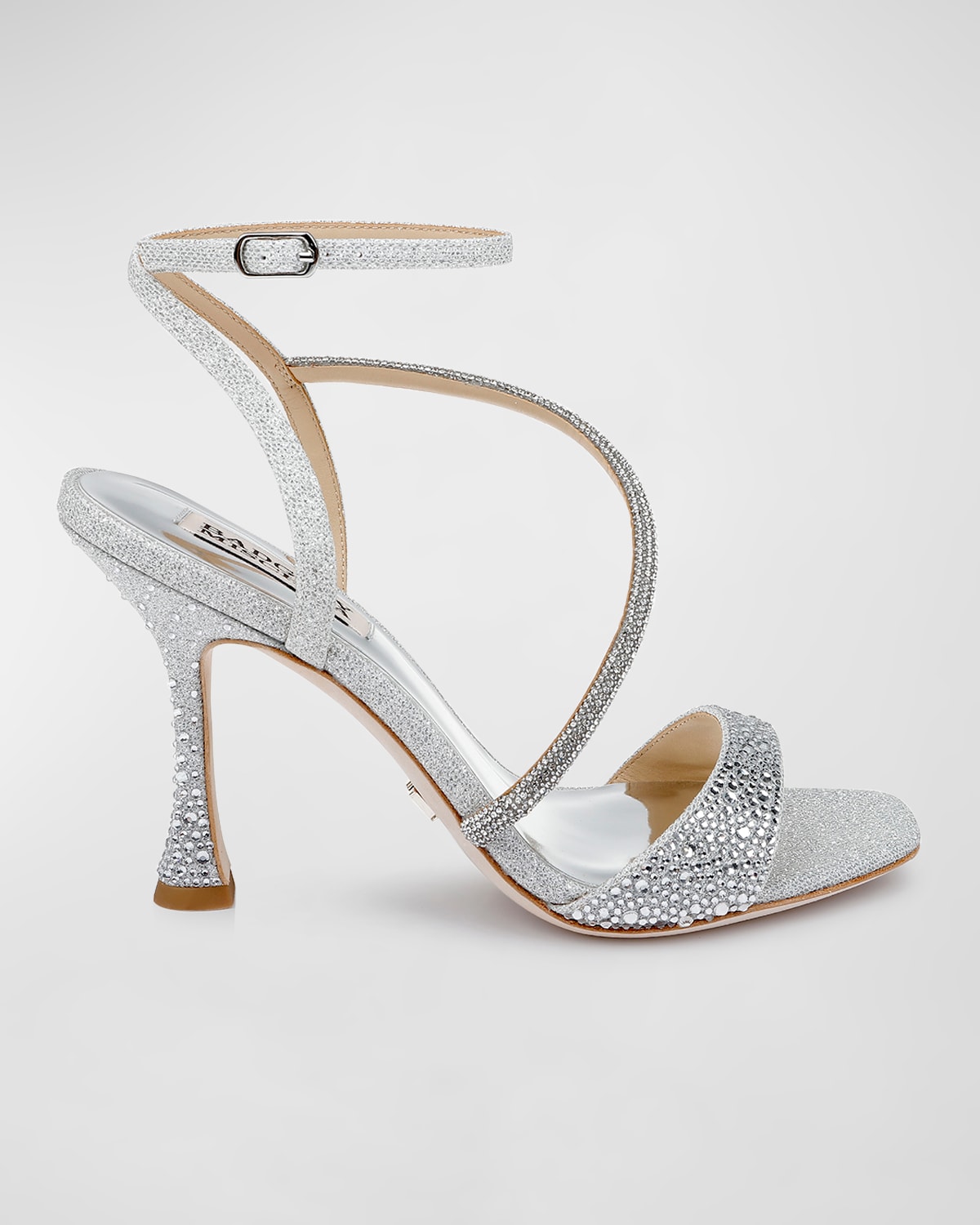Shop Badgley Mischka Sally Rhinestone Satin High-heel Sandals In Silver/sil