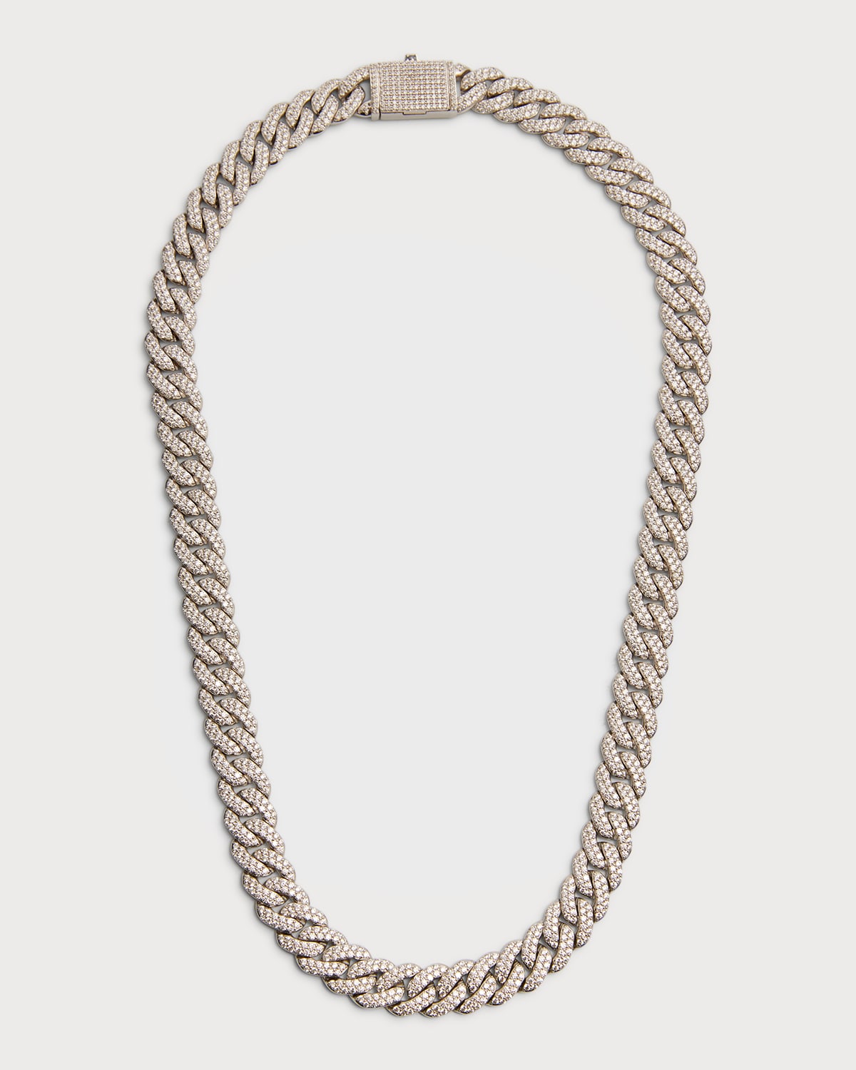 Neiman Marcus Diamonds 18k White Gold Diamond Curb Link Chain, 22"l