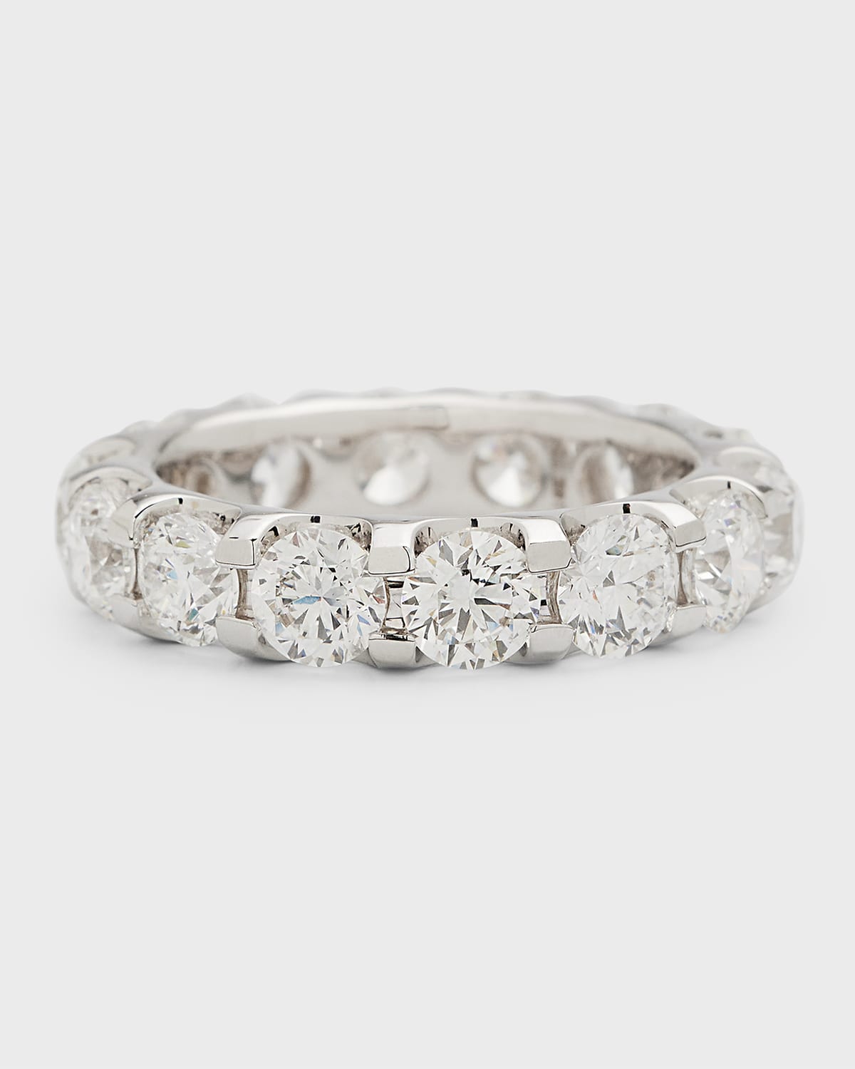 Round-Cut Diamond 18K White Gold Eternity Band Ring, Size 6