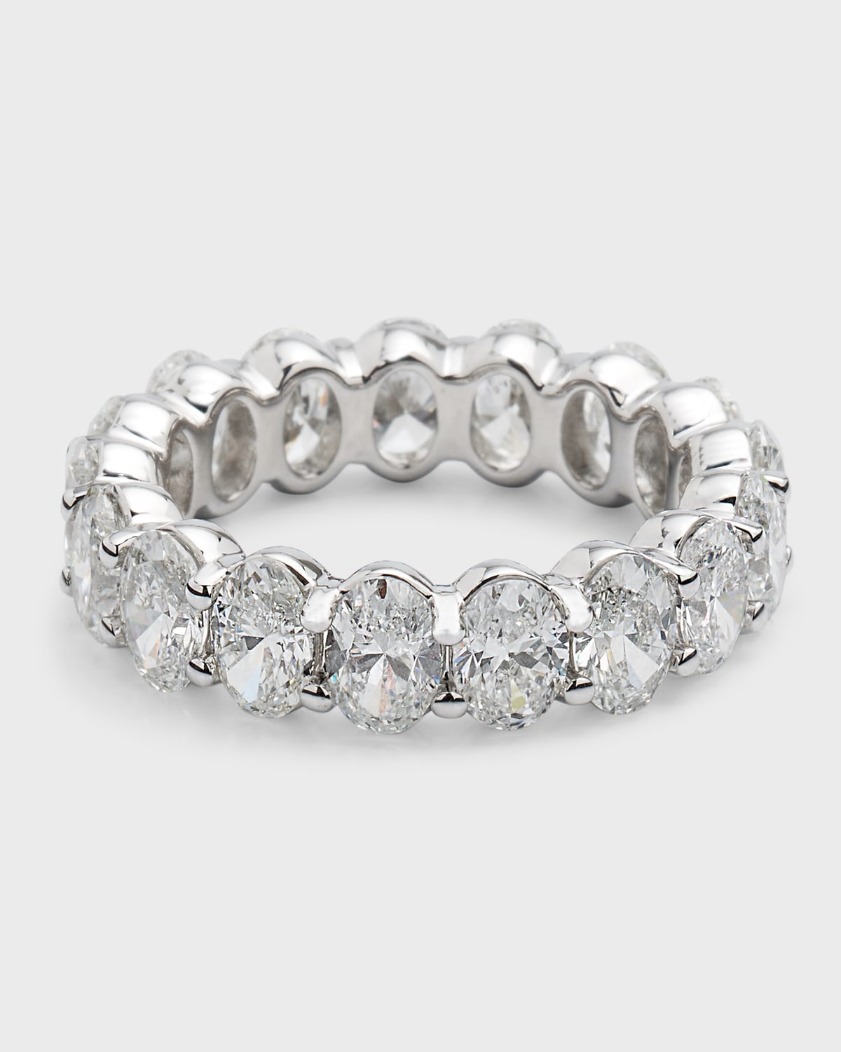 Oval-Cut Diamond 18K White Gold Eternity Band Ring, Size 6