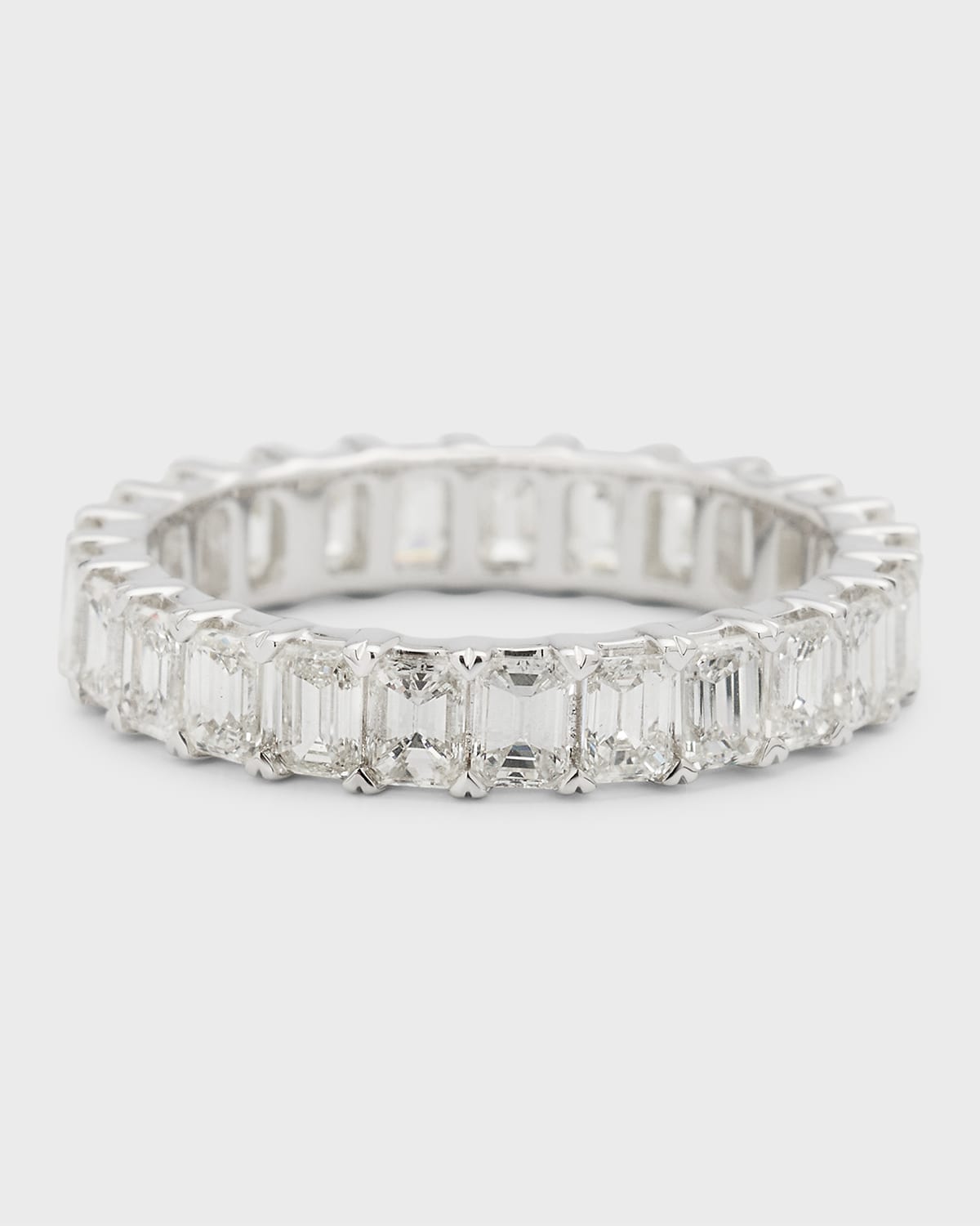 18K White Gold Emerald-Cut Diamond Eternity Band, Size 6