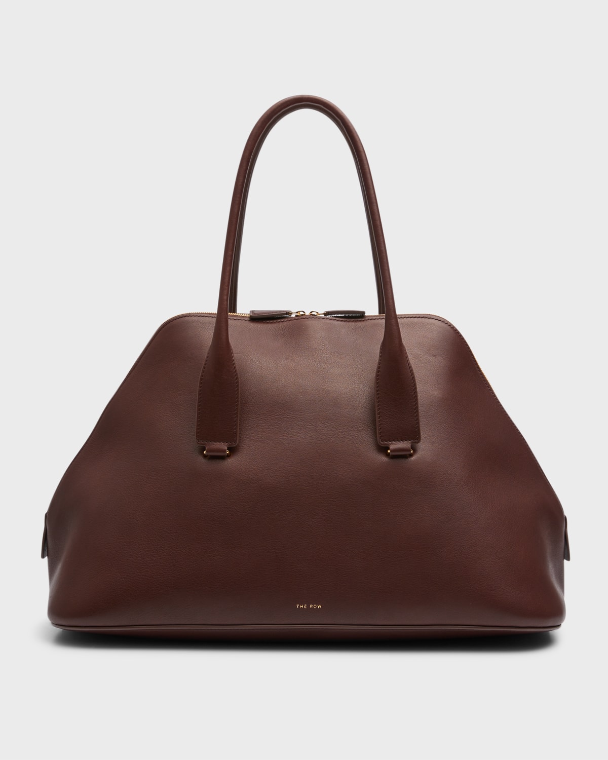 The Row Devon Medium Top-handle Bag In Saddle Leather In Burgundy
