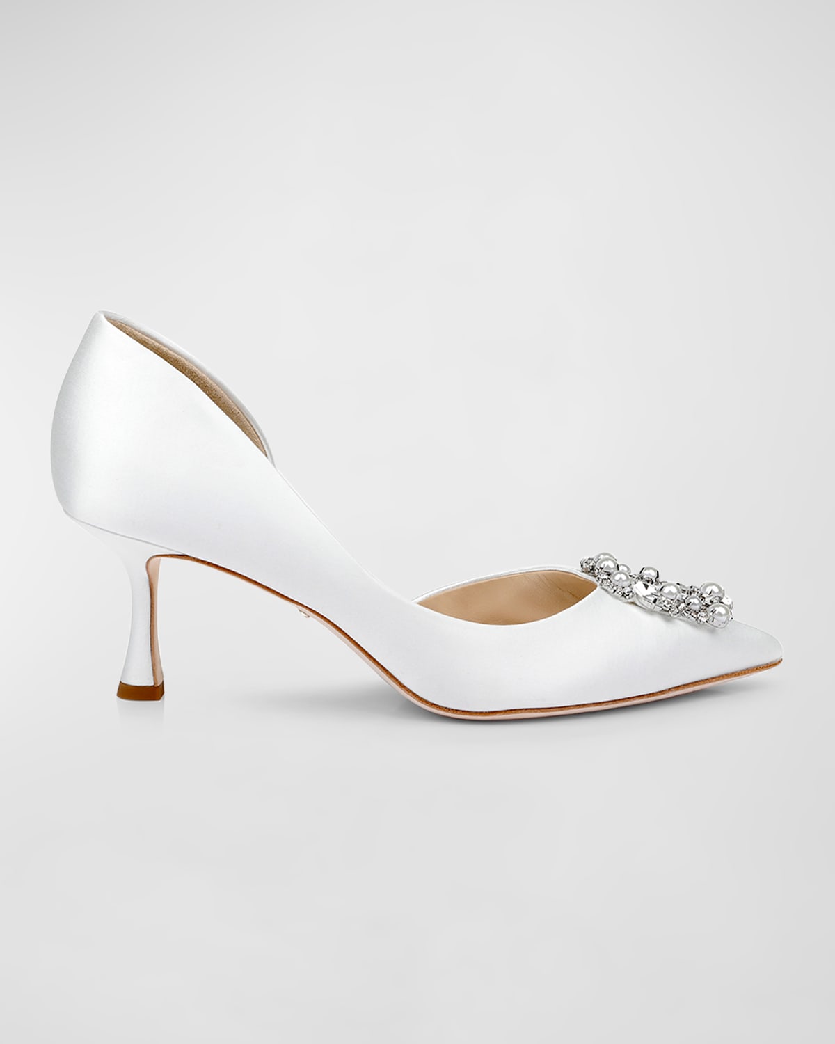 Fabia Embellished Buckle Satin Pumps