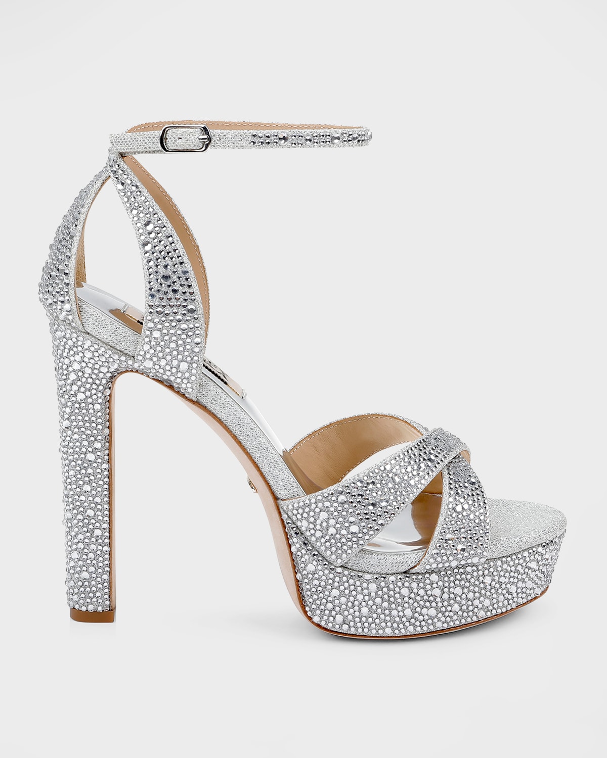 Badgley Mischka Fizzy Ankle Strap Platform Sandal In Silver